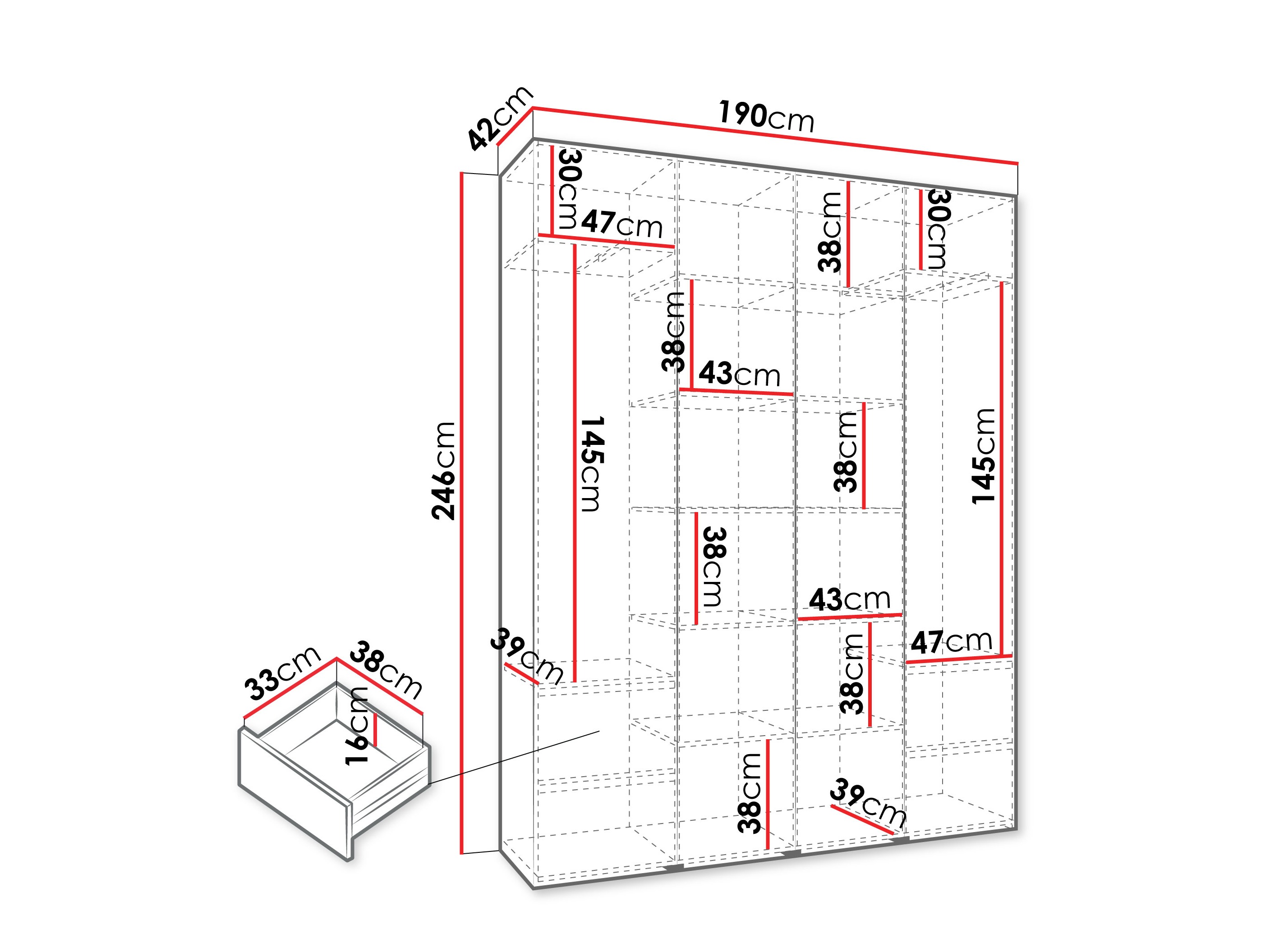 Riidekapp Hartford 570 (Valge)