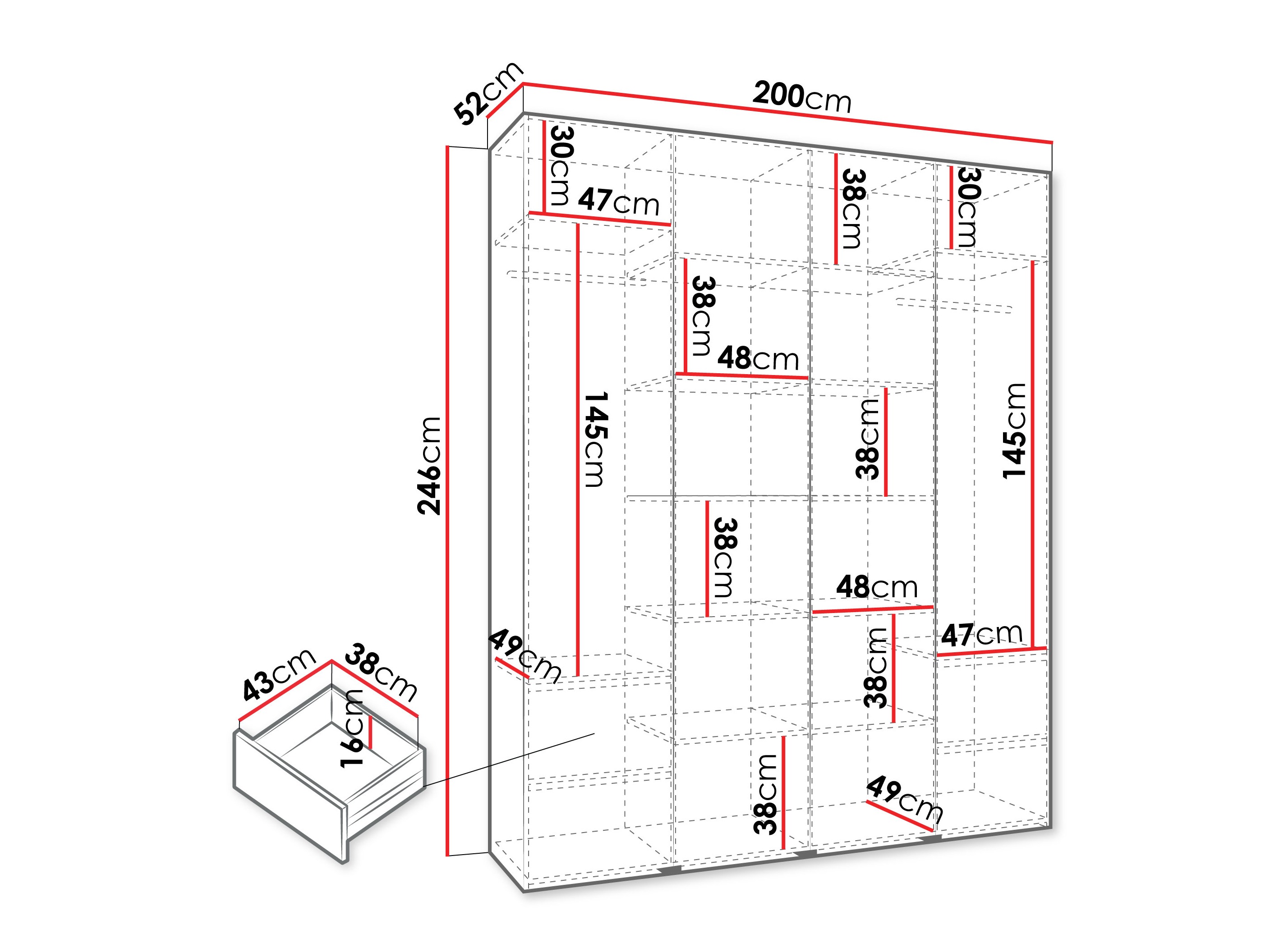 Riidekapp Hartford 570 (Valge)