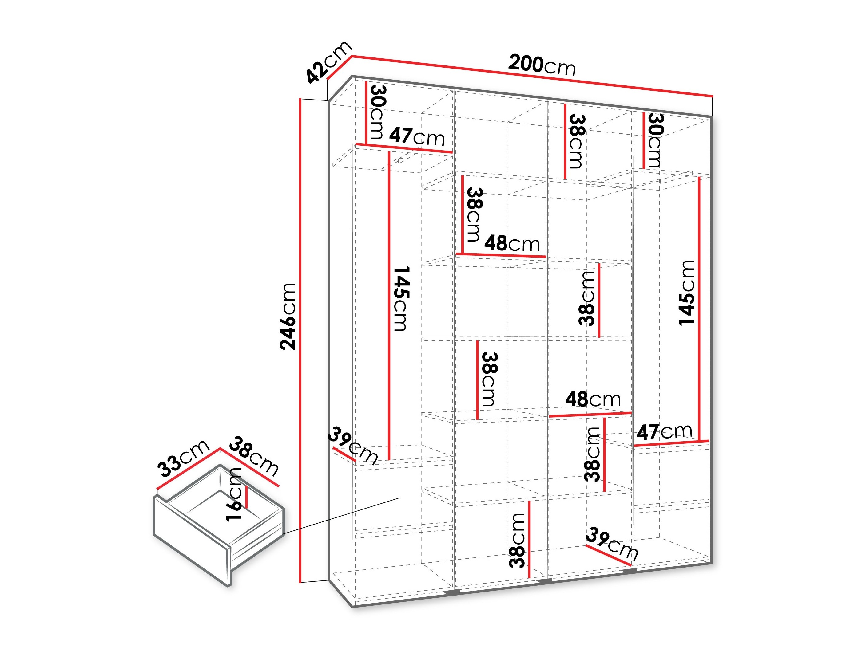 Riidekapp Hartford 570 (Valge)