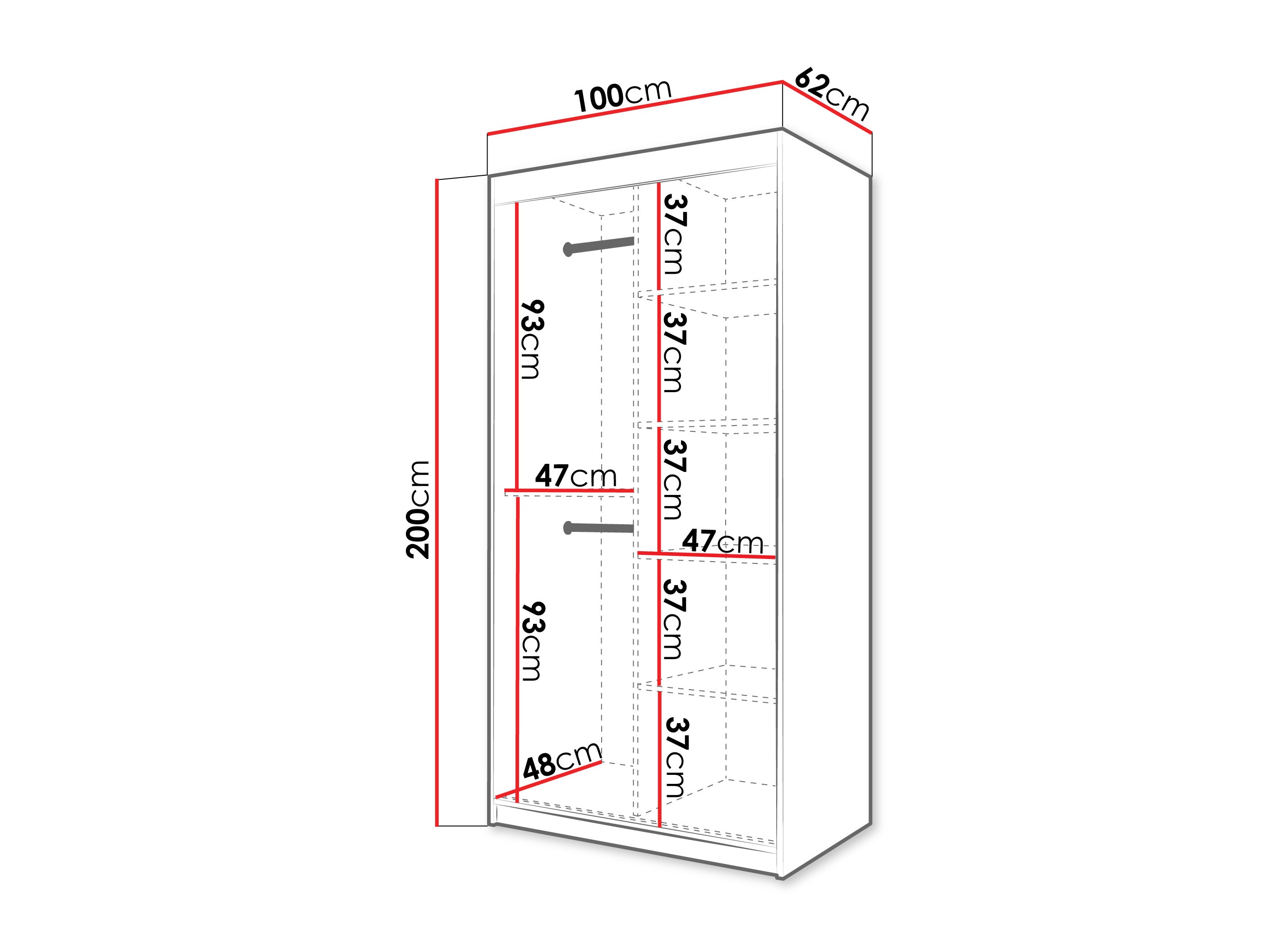 Riidekapp Hartford 577 (Valge)