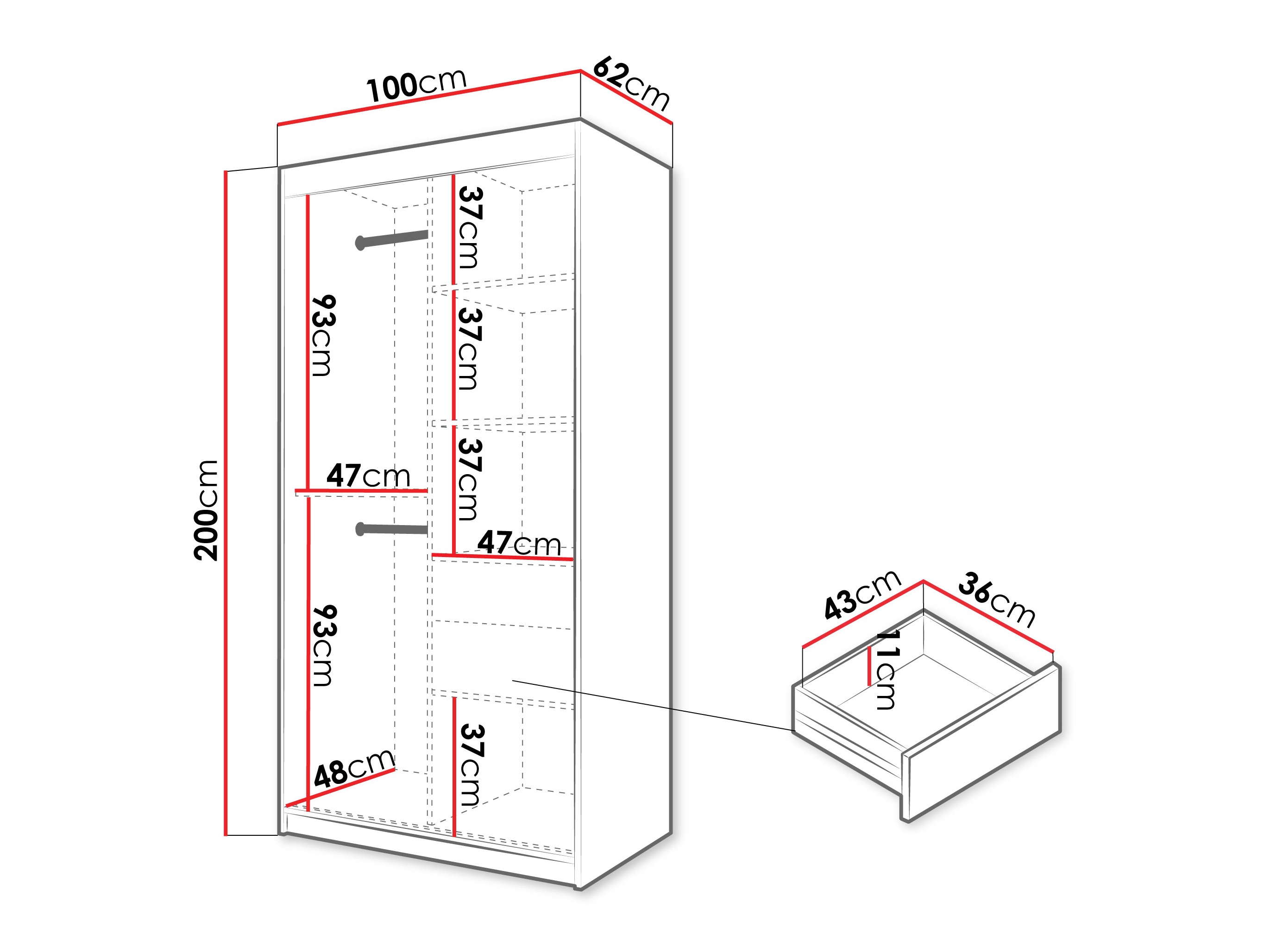 Riidekapp Hartford 578 (Must)
