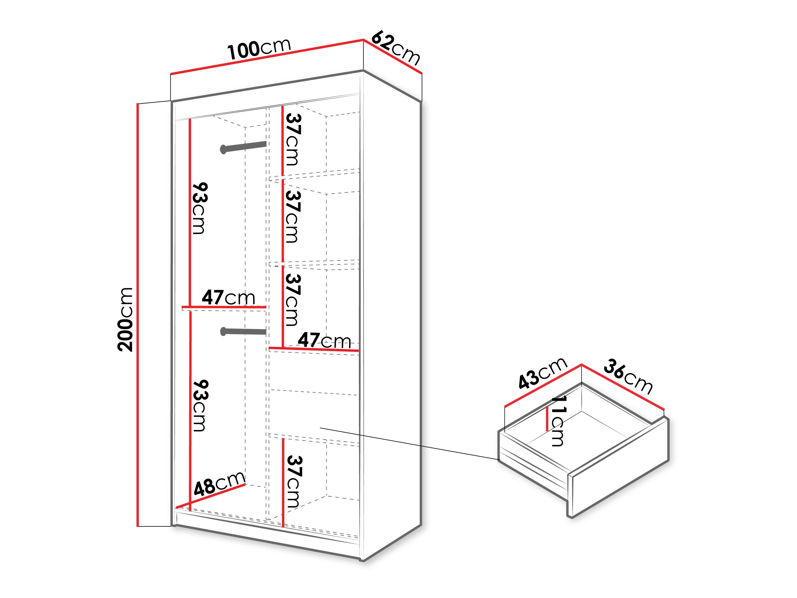 Riidekapp Hartford 578 (Valge)