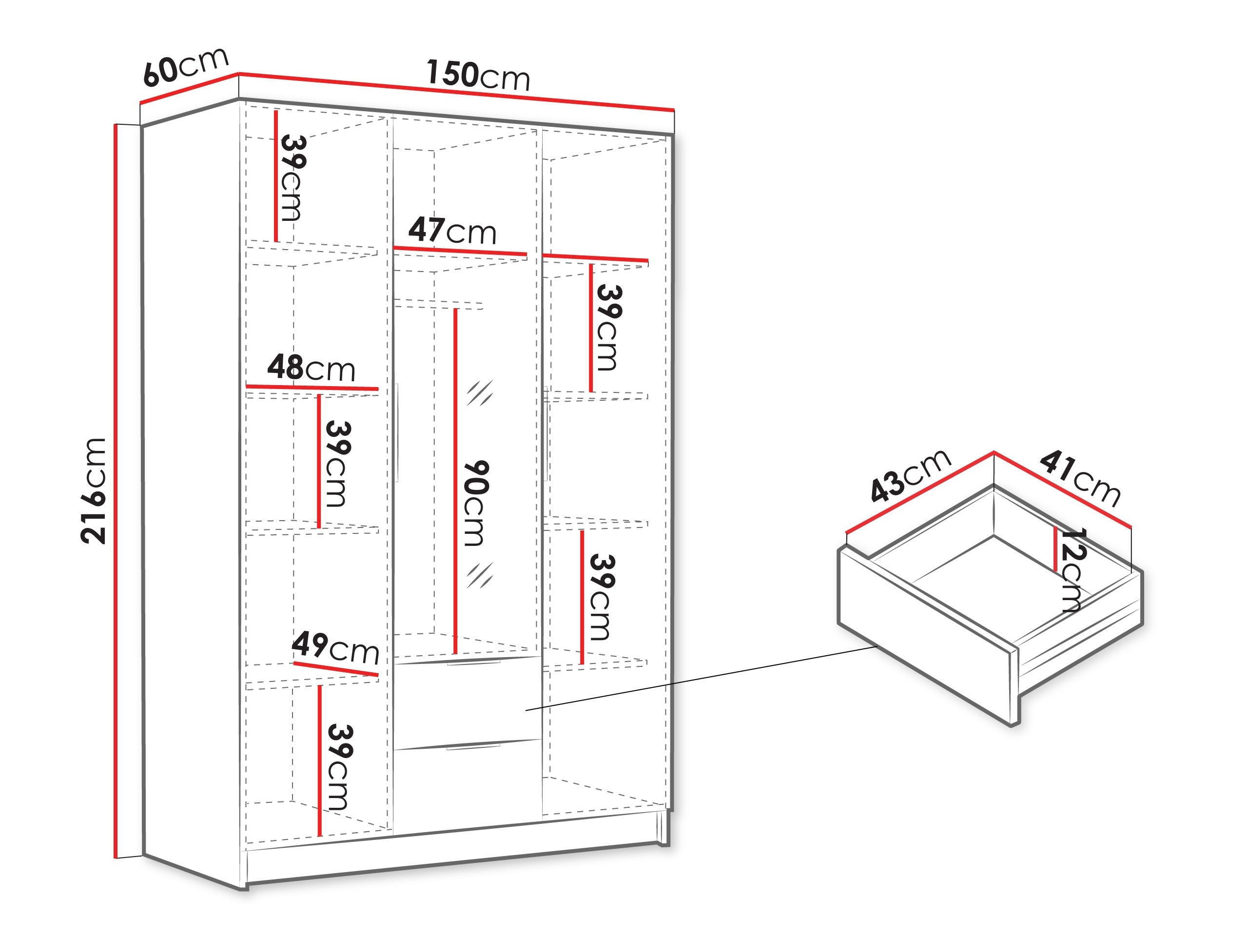Riidekapp Closico 199 (Valge)