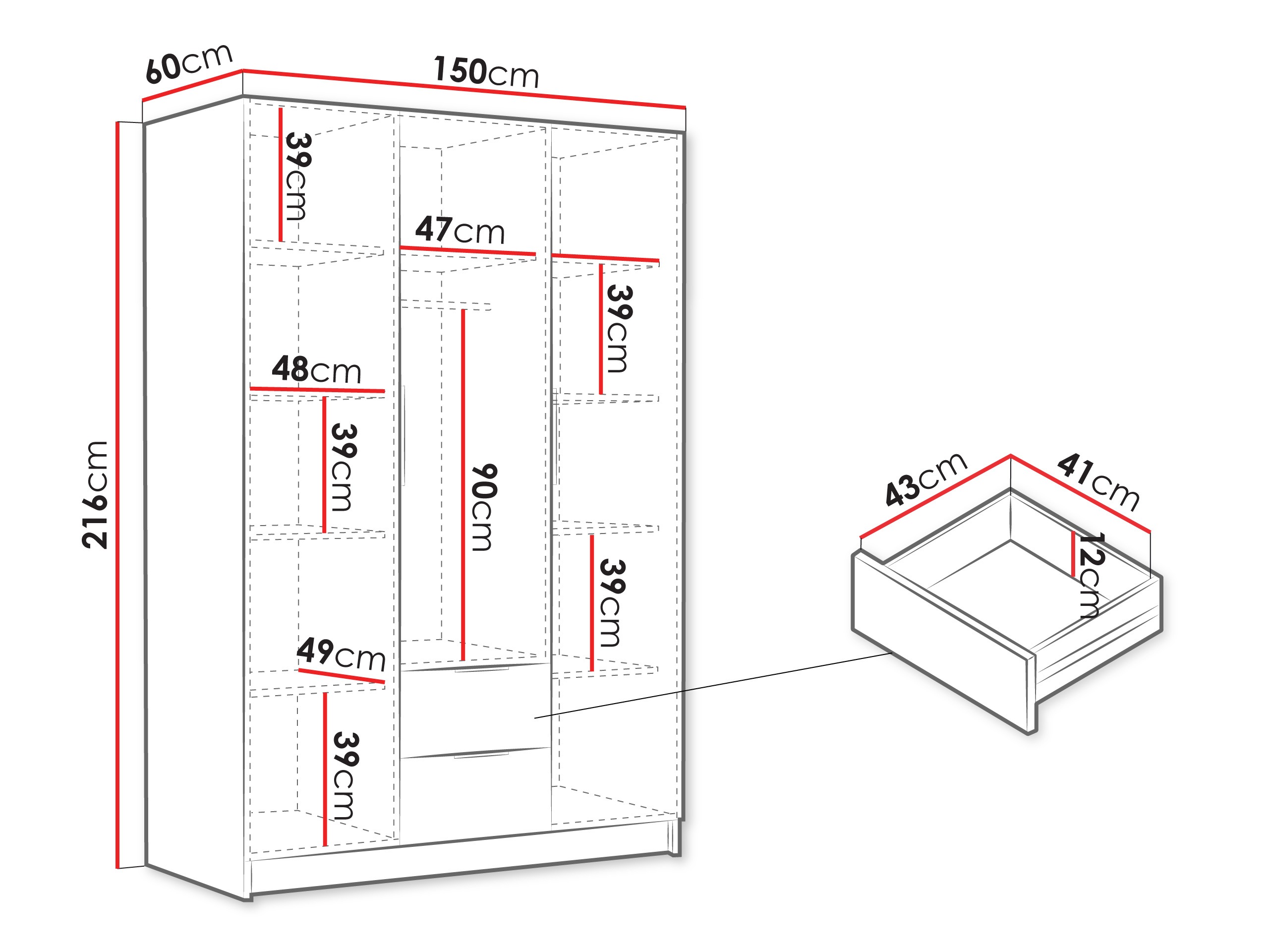 Riidekapp Closico 200 (Must)