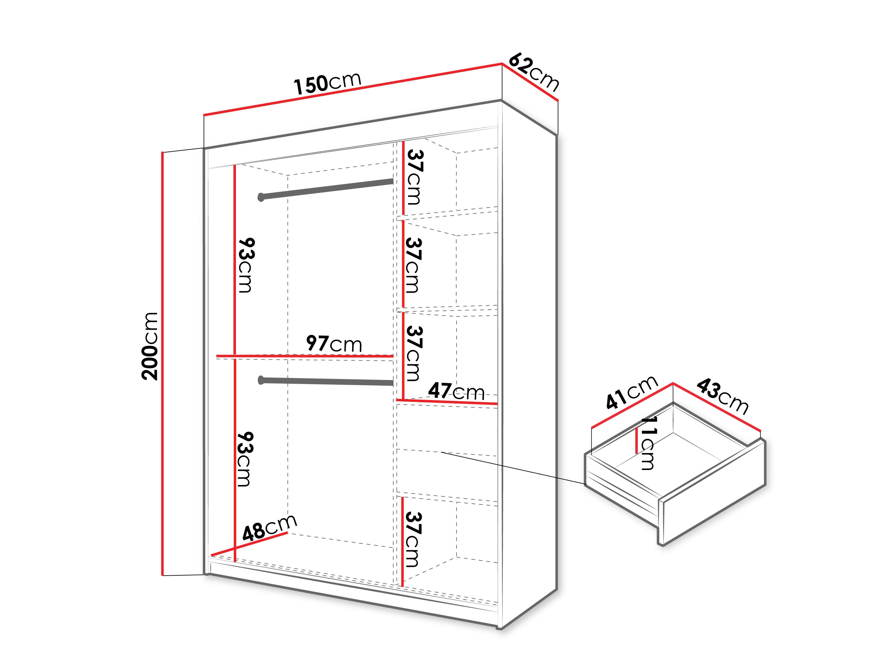 Riidekapp Hartford 578 (Must)