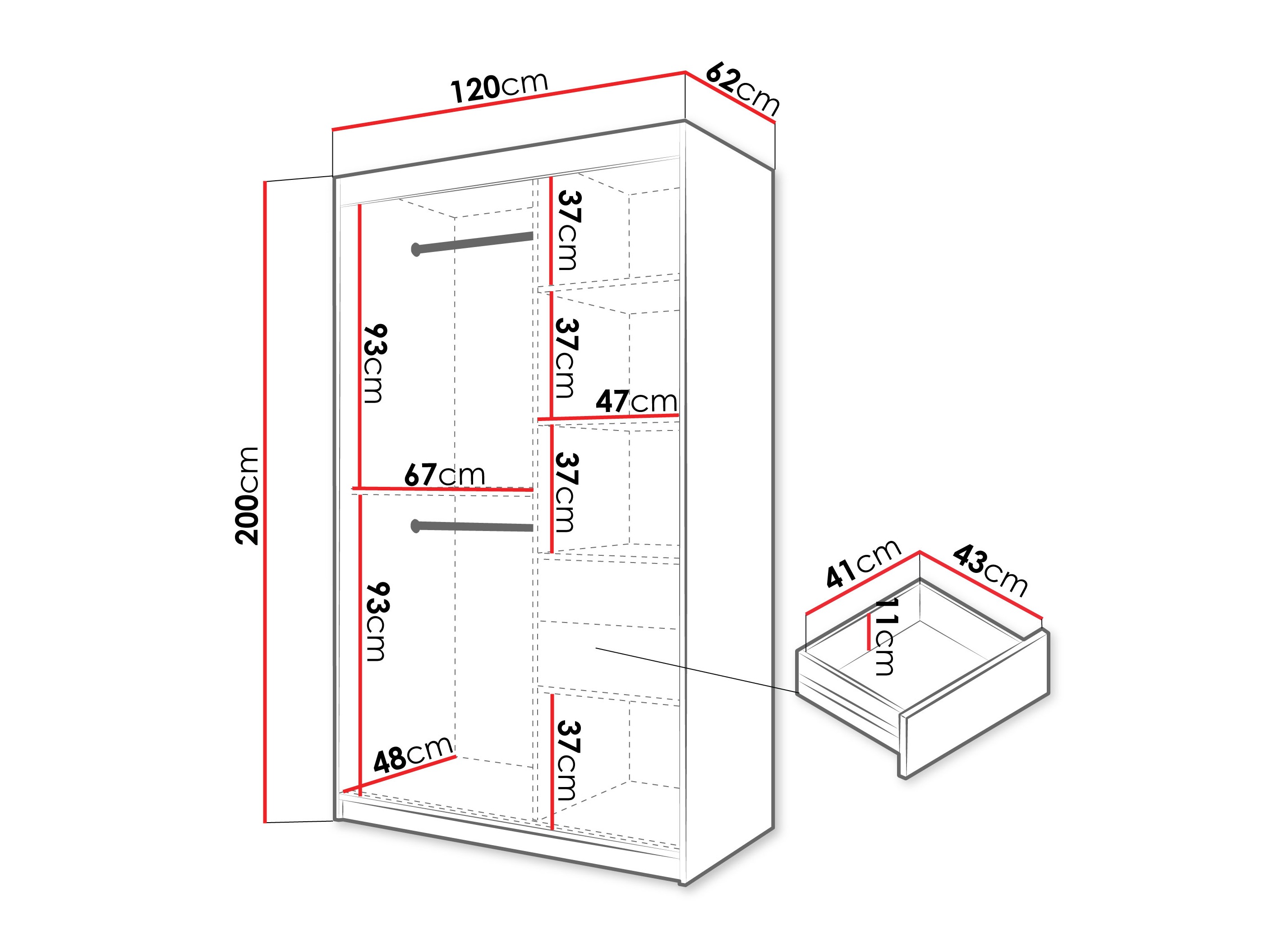 Riidekapp Hartford 578 (Valge)