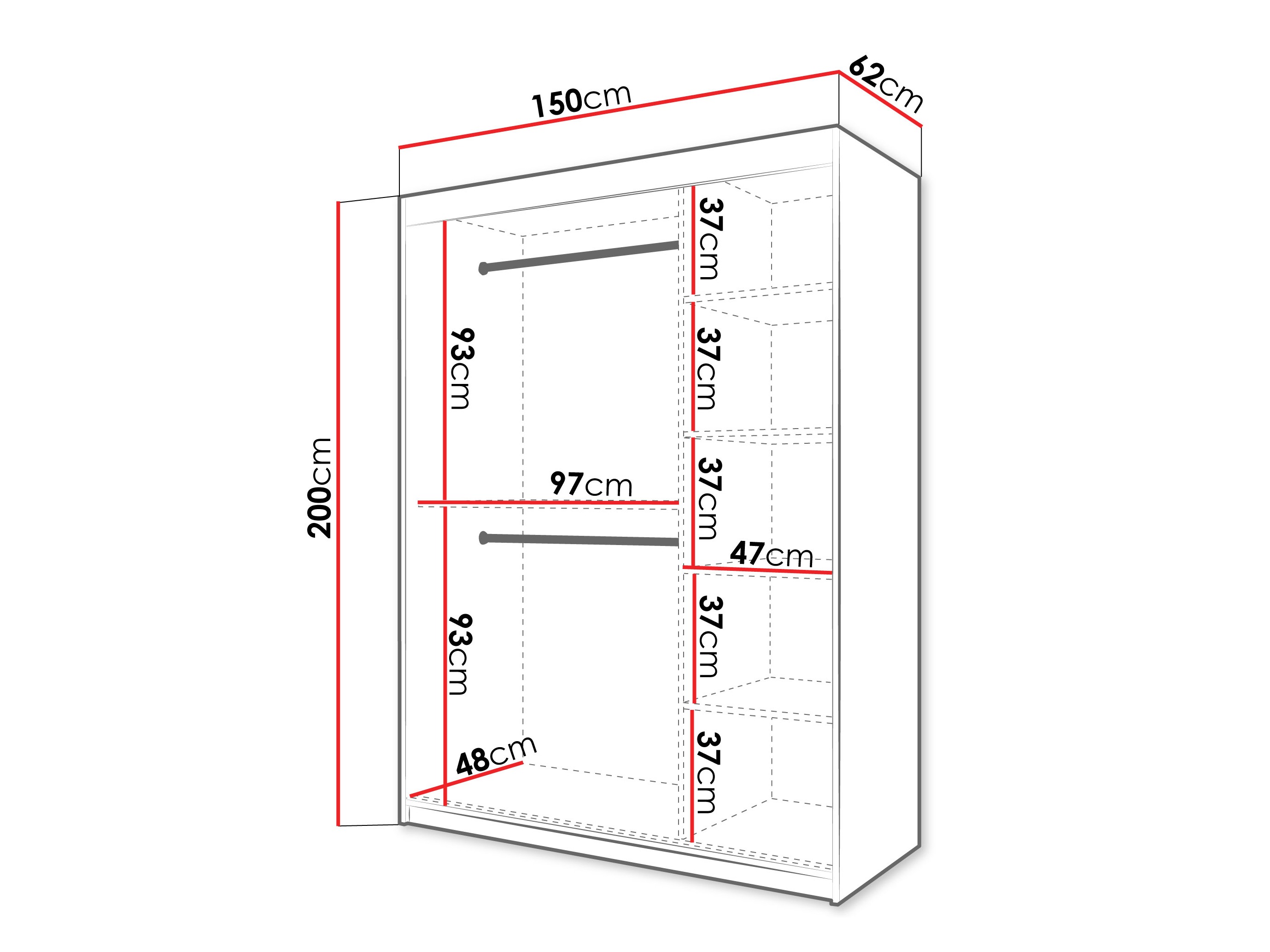 Riidekapp Hartford 578 (Valge)