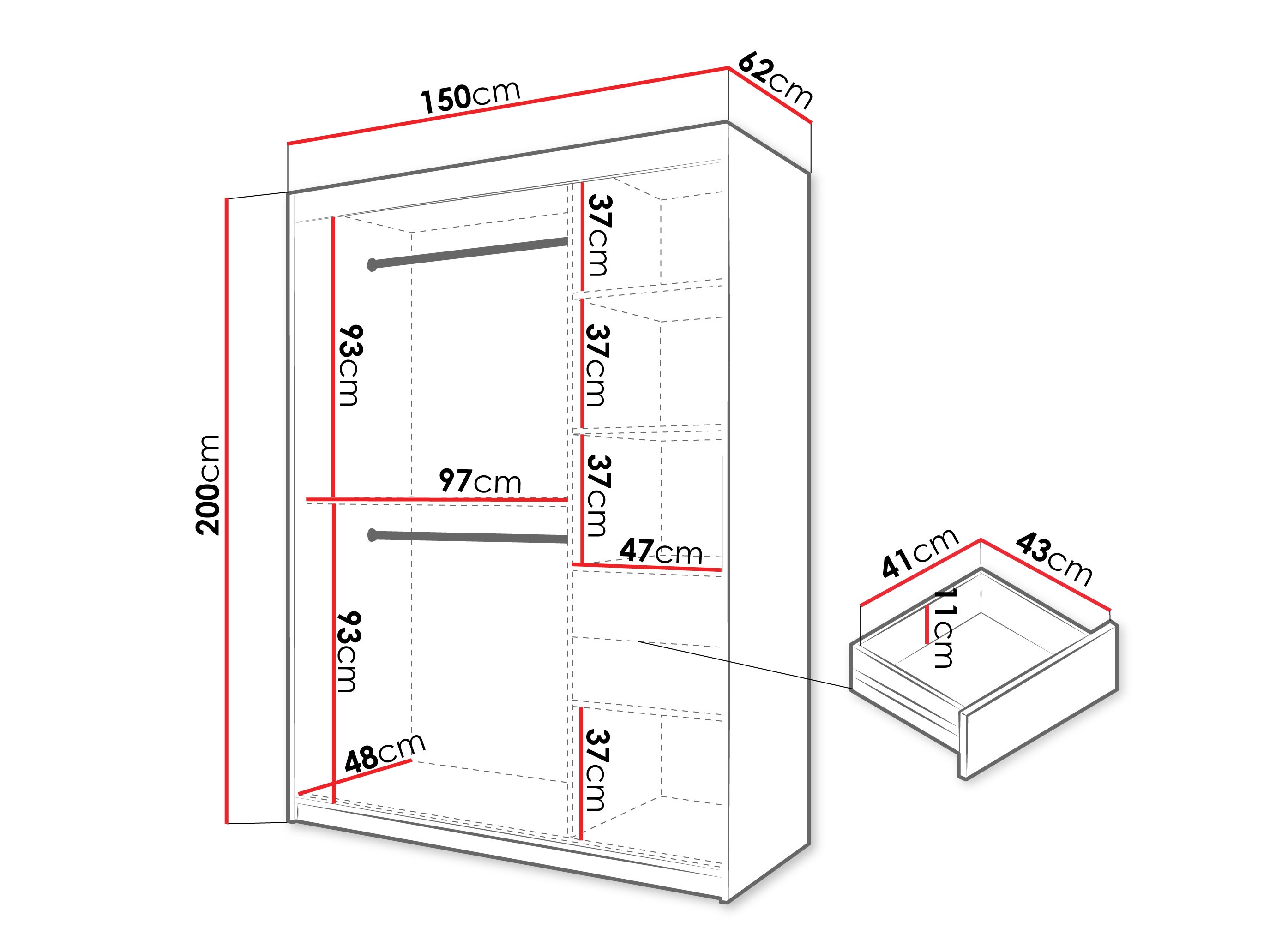 Riidekapp Hartford 578 (Valge)