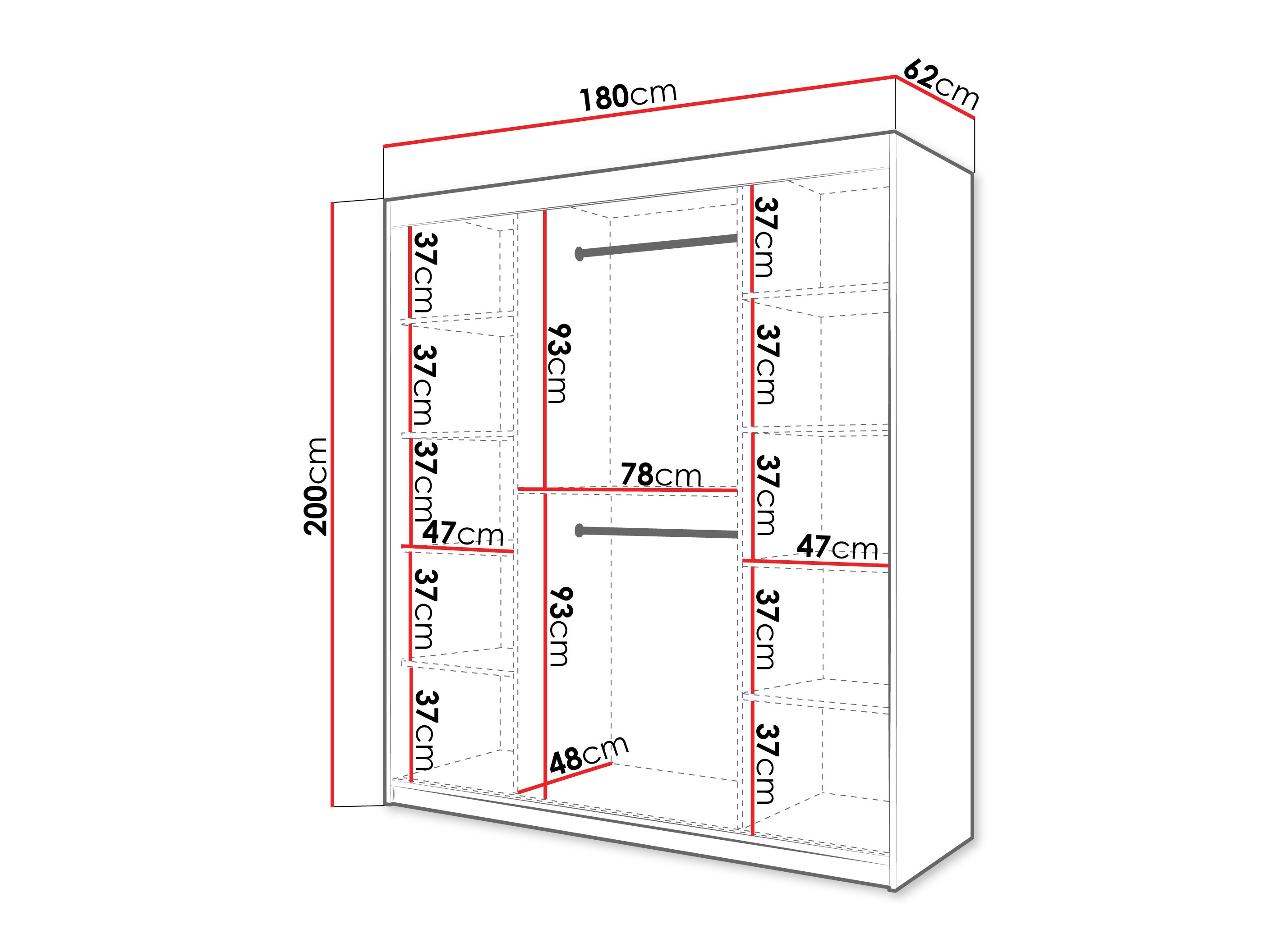 Riidekapp Hartford 578 (Valge)