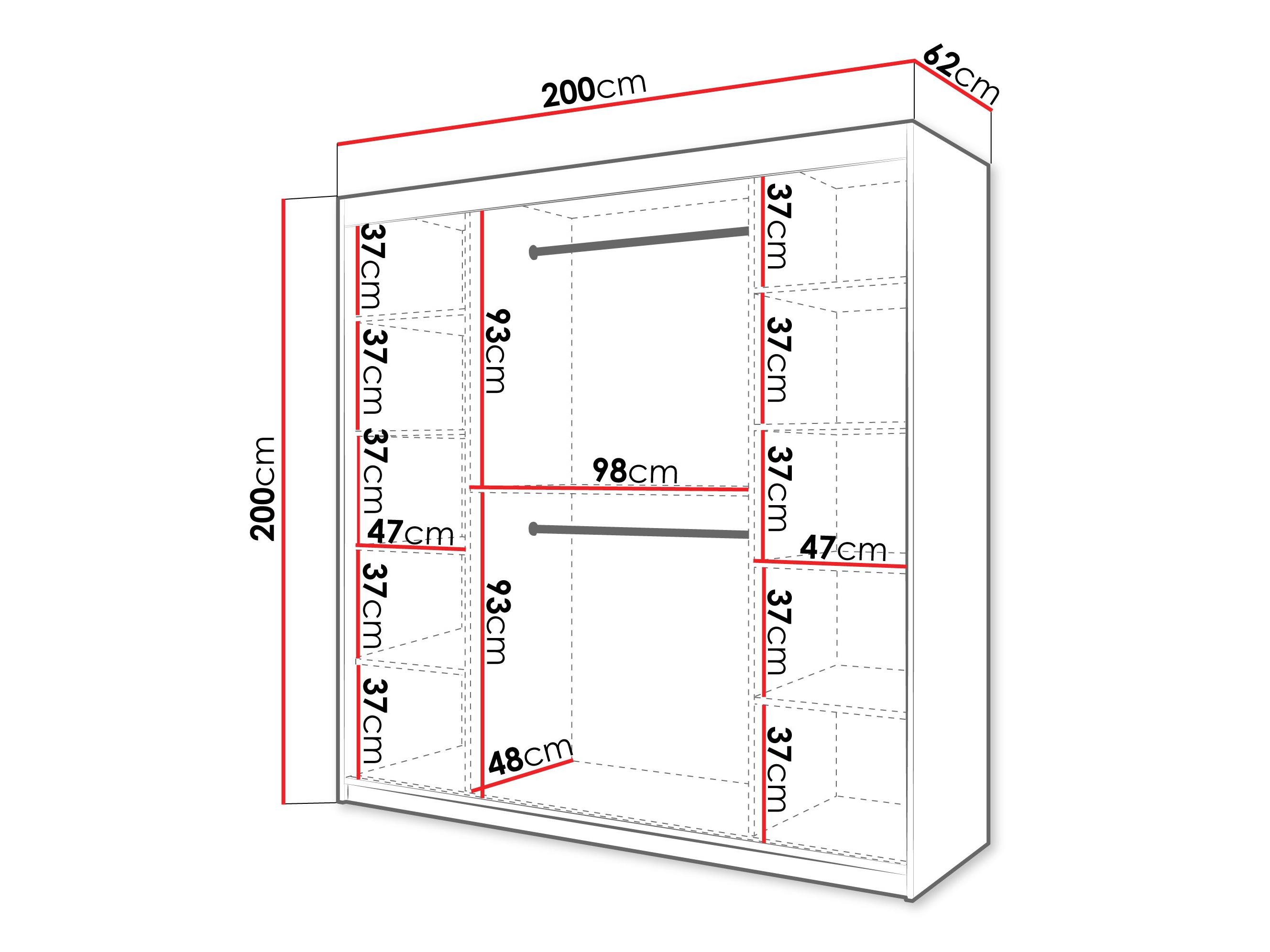 Riidekapp Hartford 578 (Valge)