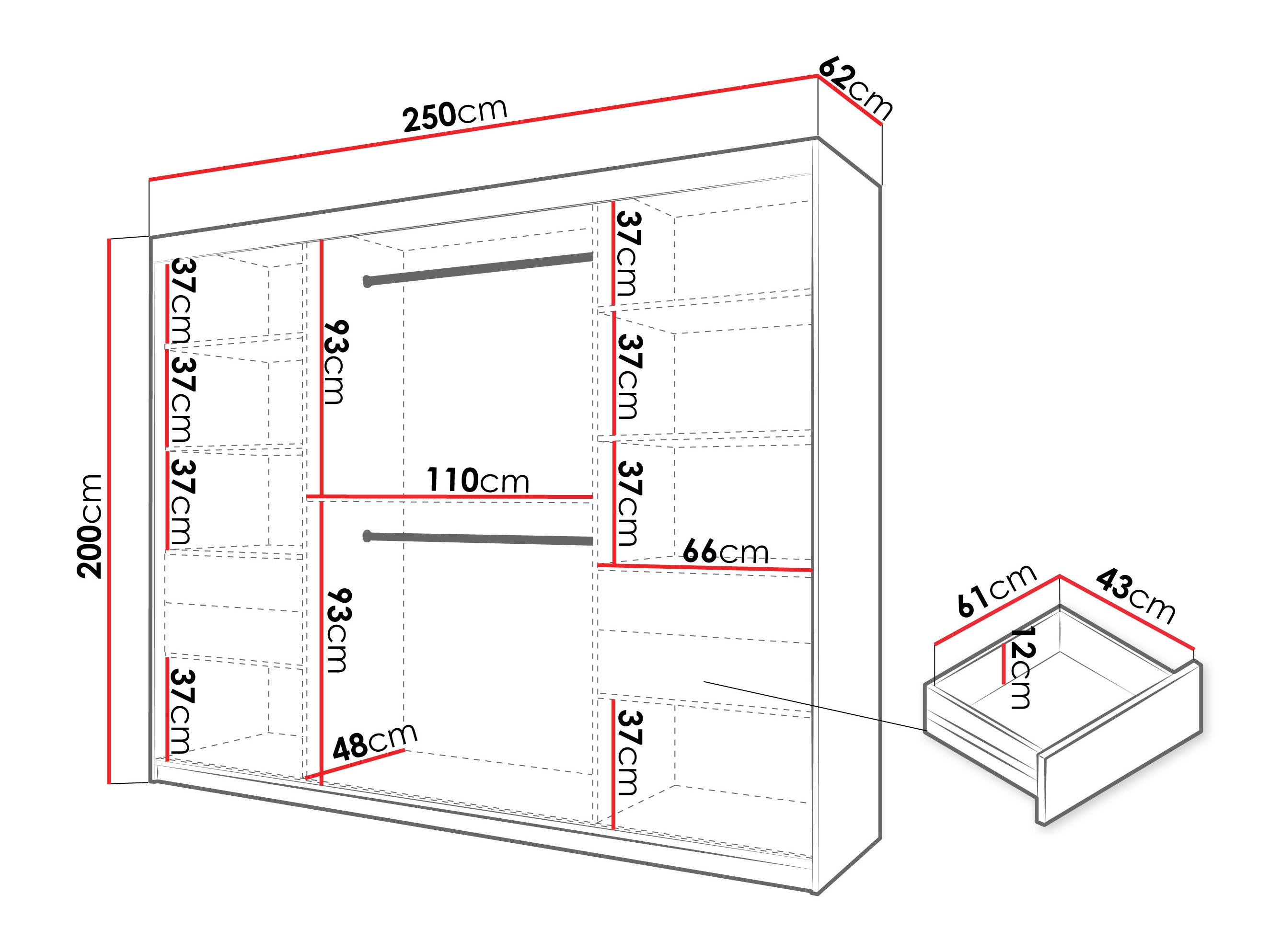 Riidekapp Hartford 578 (Valge)