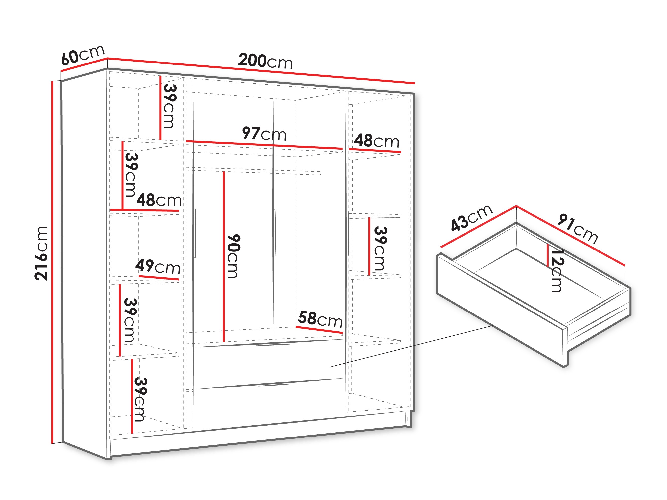 Riidekapp Closico 202 (Kašmiir)