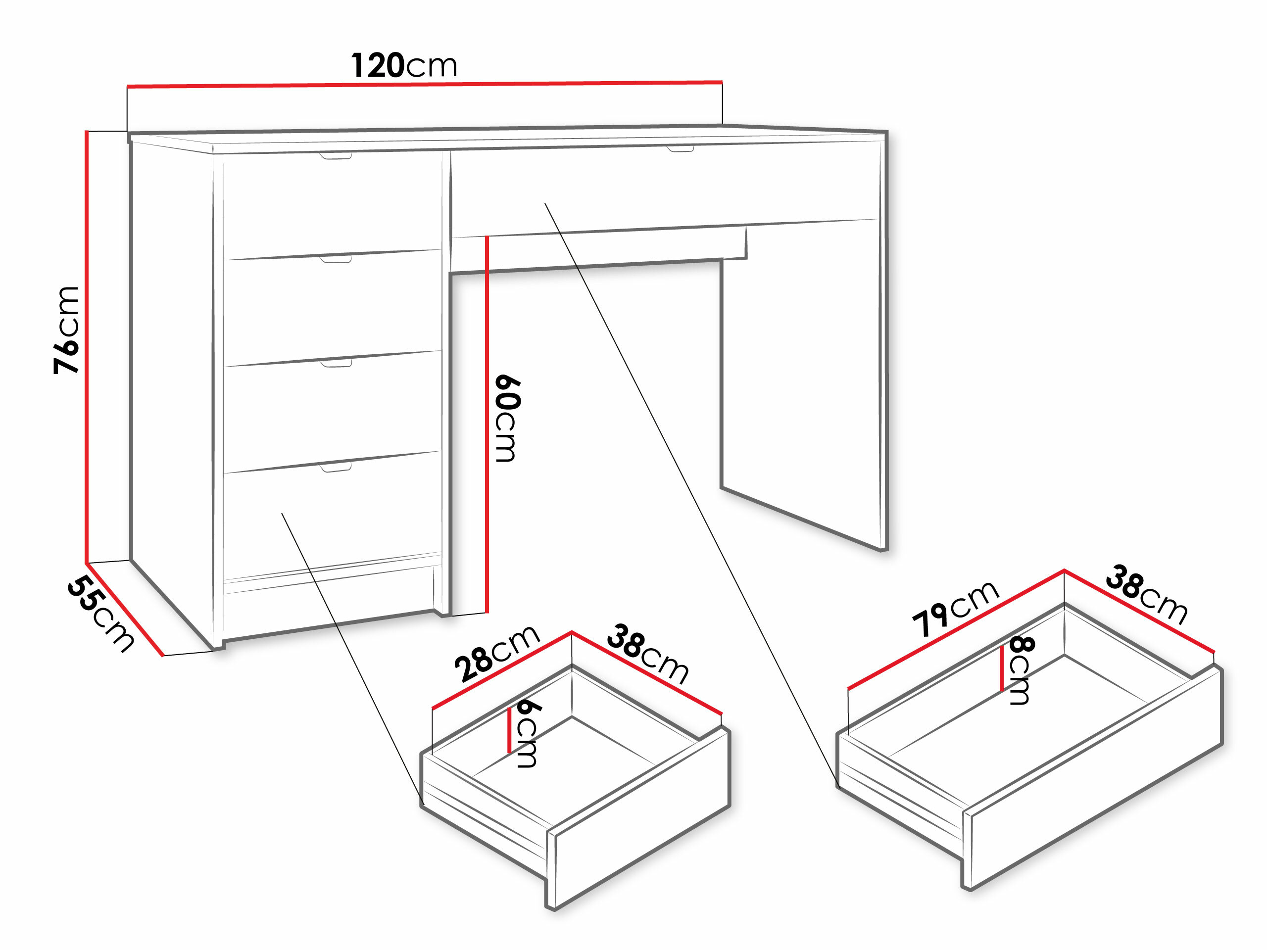 Kirjutuslaud Comfivo Larmire 100 (Must)