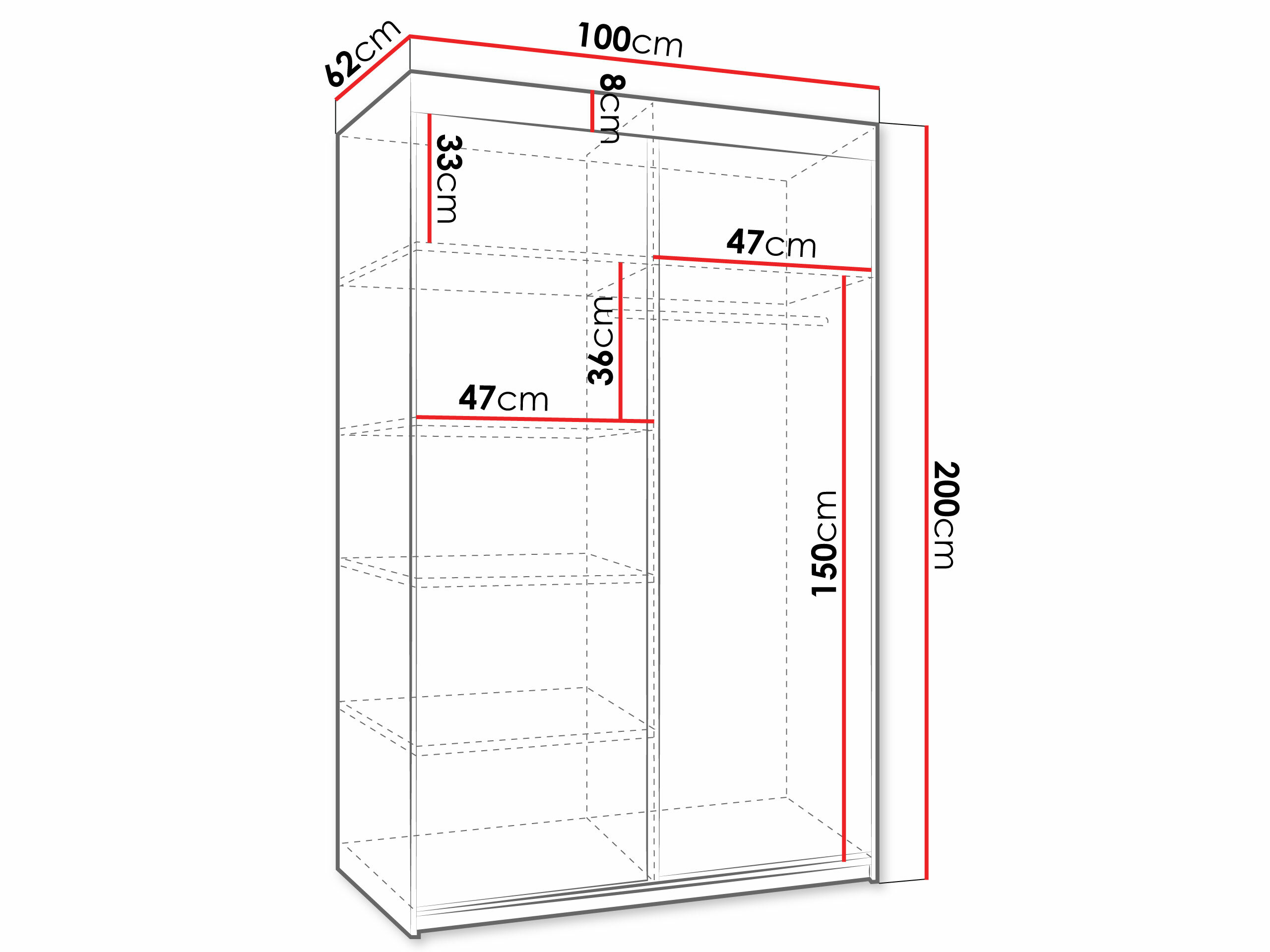 Riidekapp Dover 104 (Valge)