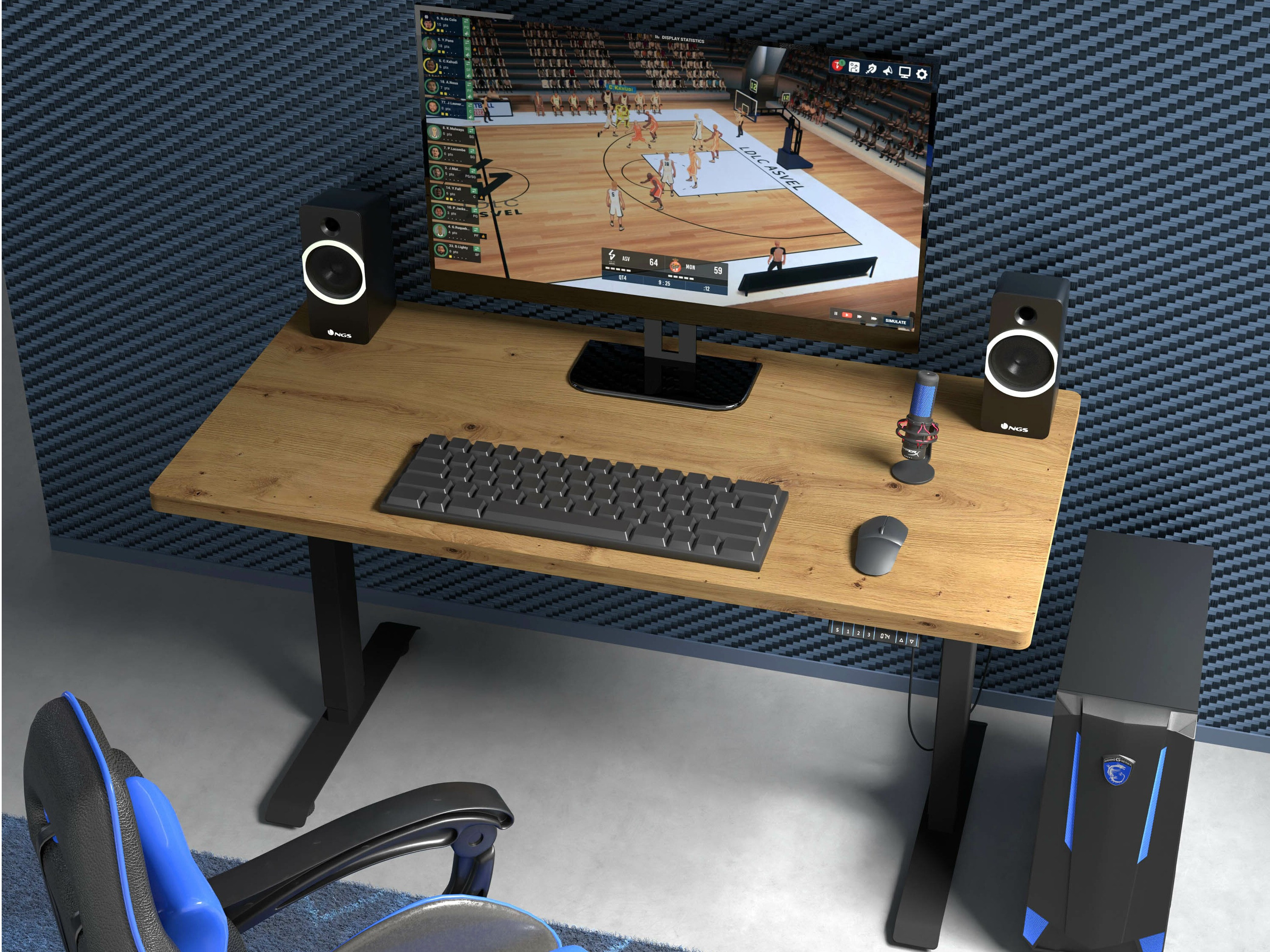 Reguleeritava kõrgusega töölaud Buffalo 184 (Must)