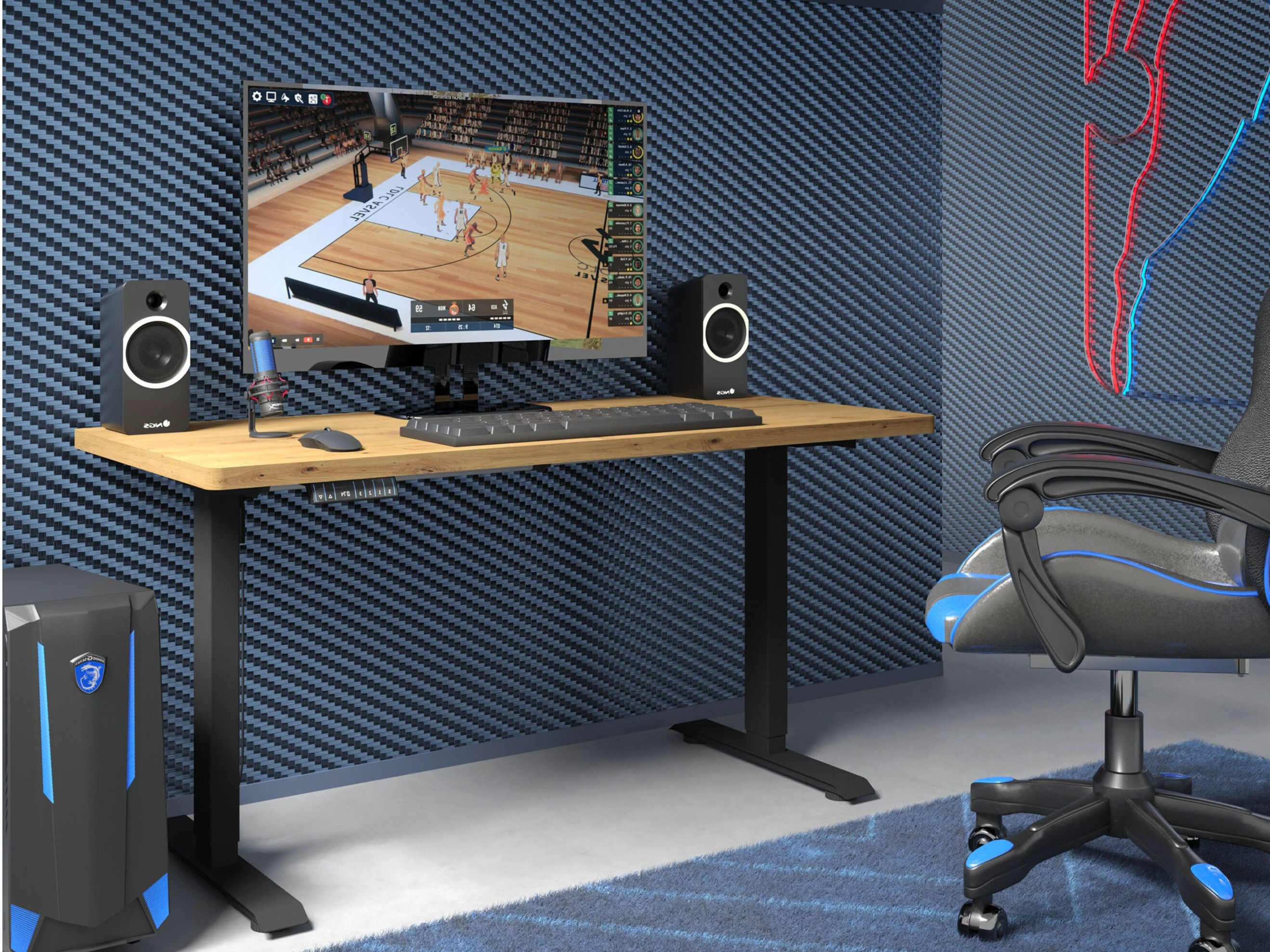 Reguleeritava kõrgusega töölaud Buffalo 184 (Must)