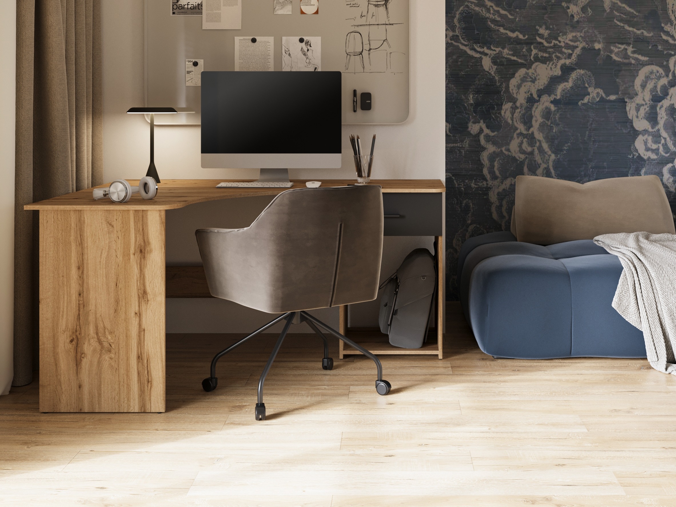 Kontori nurgalaud Austin 303 (Wotani tamm + Must)