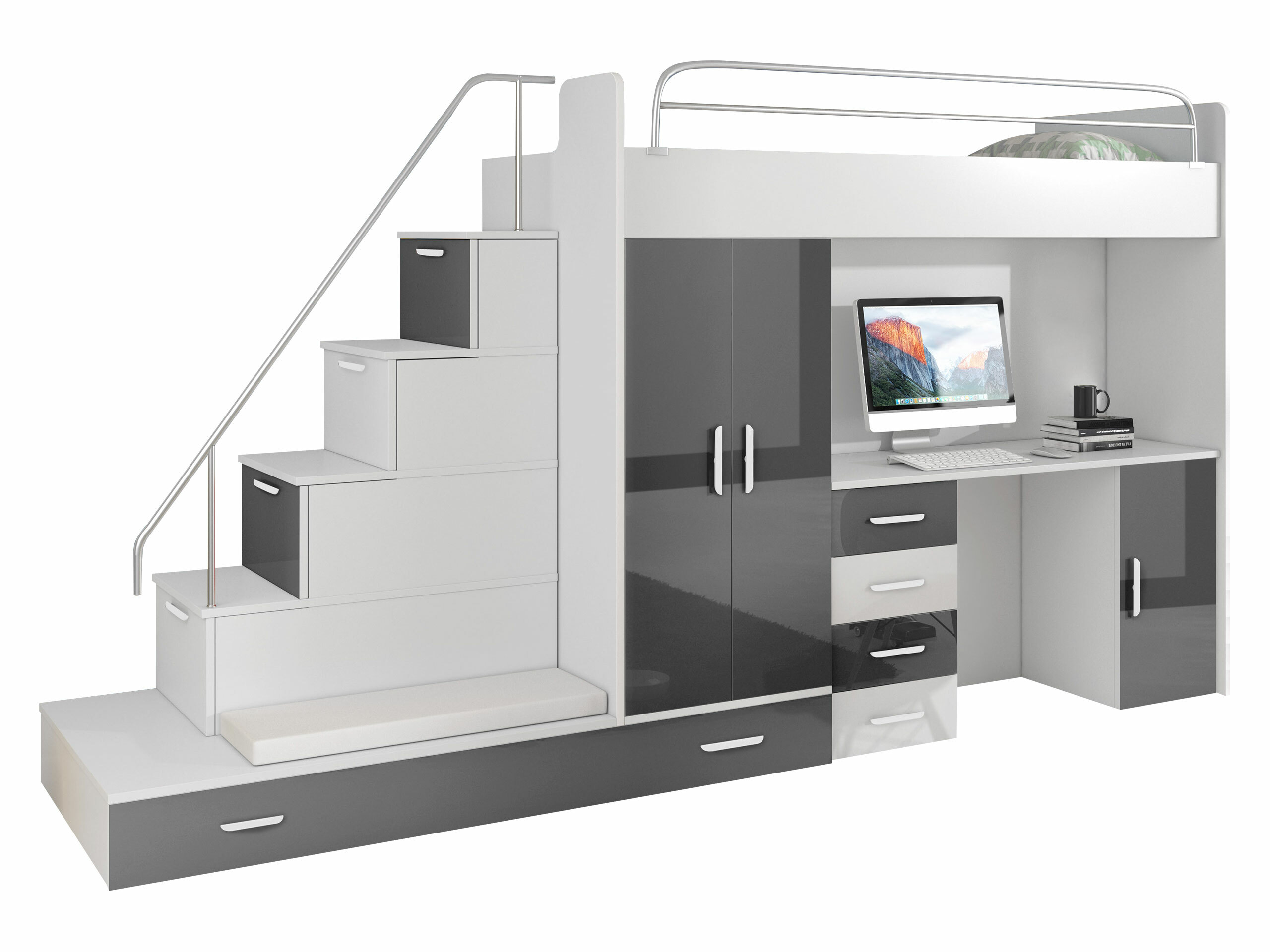 Lastetoa komplekt Campus I (Valge + Läikiv valge + Läikiv hall)