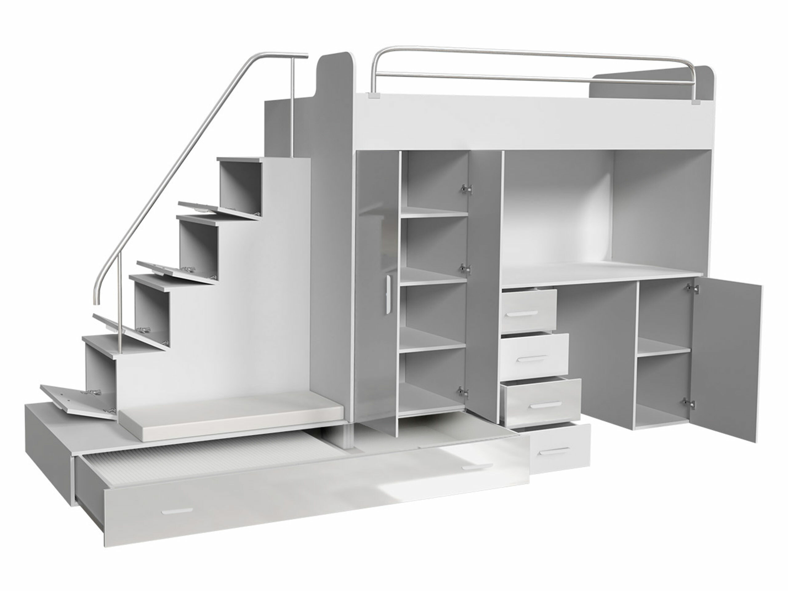 Lastetoa komplekt Campus I (Valge + Läikiv valge + Läikiv hall)