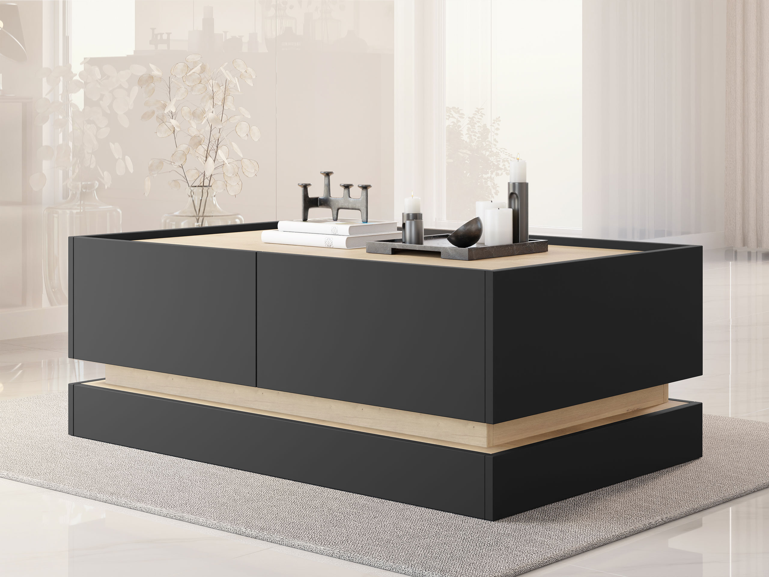 Diivanilaud Comfivo Tilia (Must + Tamm)