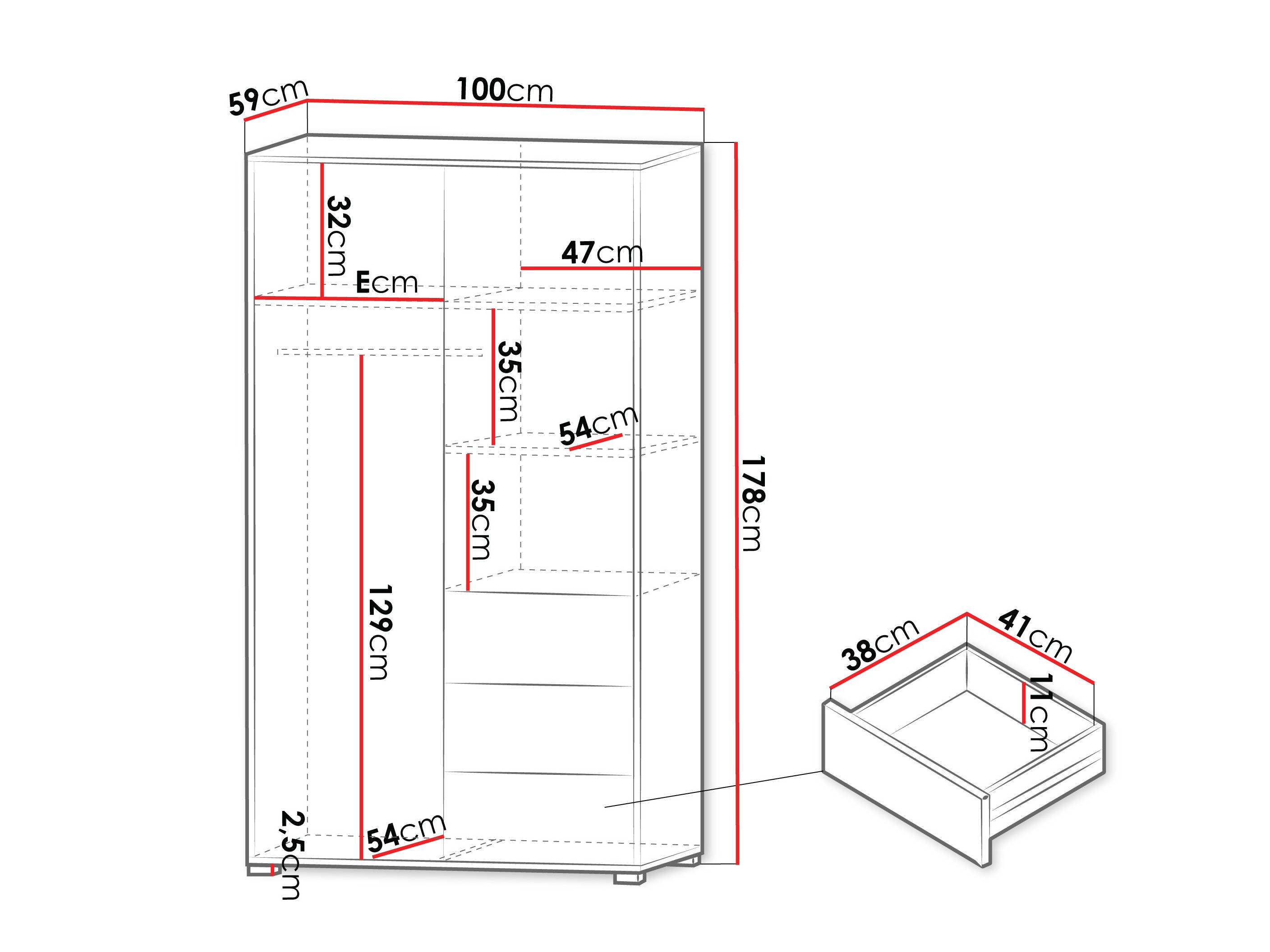 Riidekapp Comfivo Fersoe 112 (Valge)