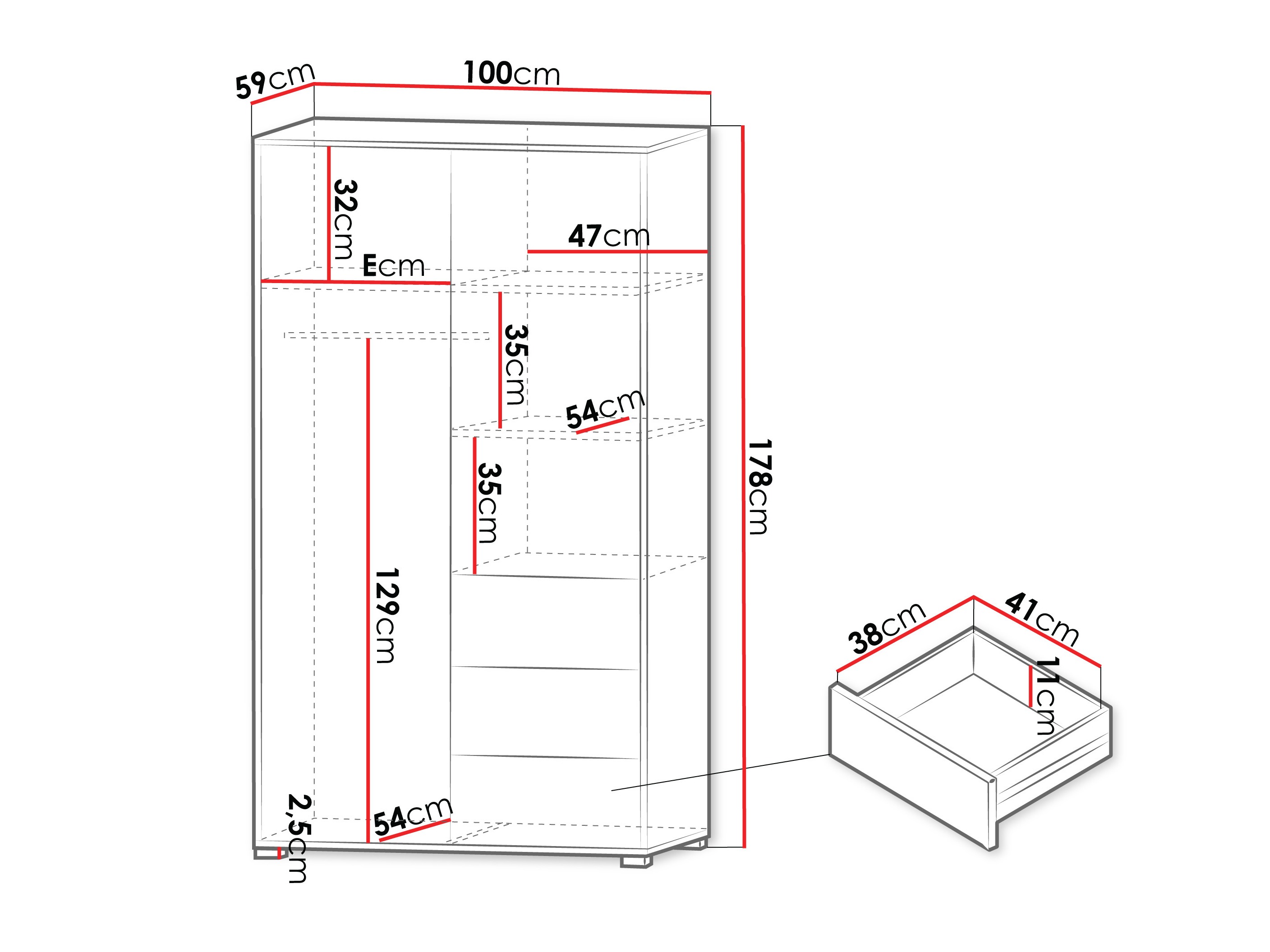 Riidekapp Comfivo Tutela (Kašmiir)