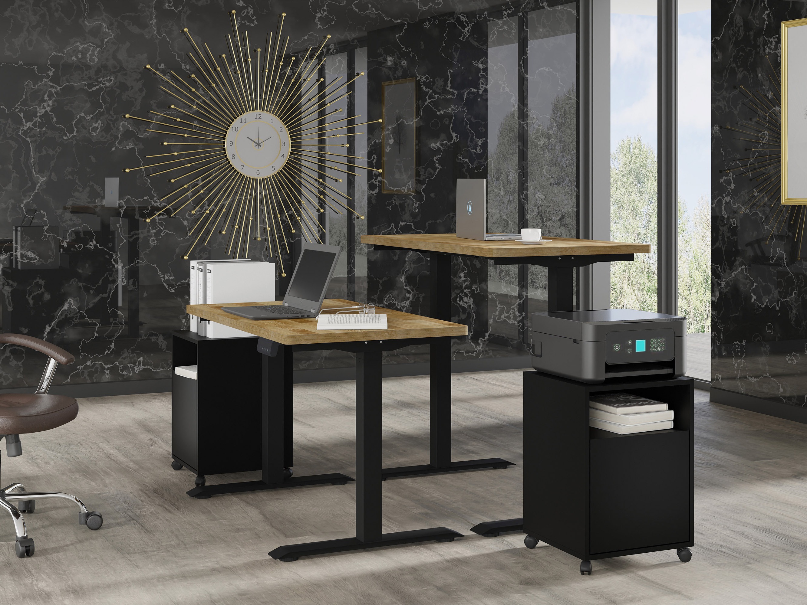 Reguleeritava kõrgusega töölaud Buffalo 200 (Must)