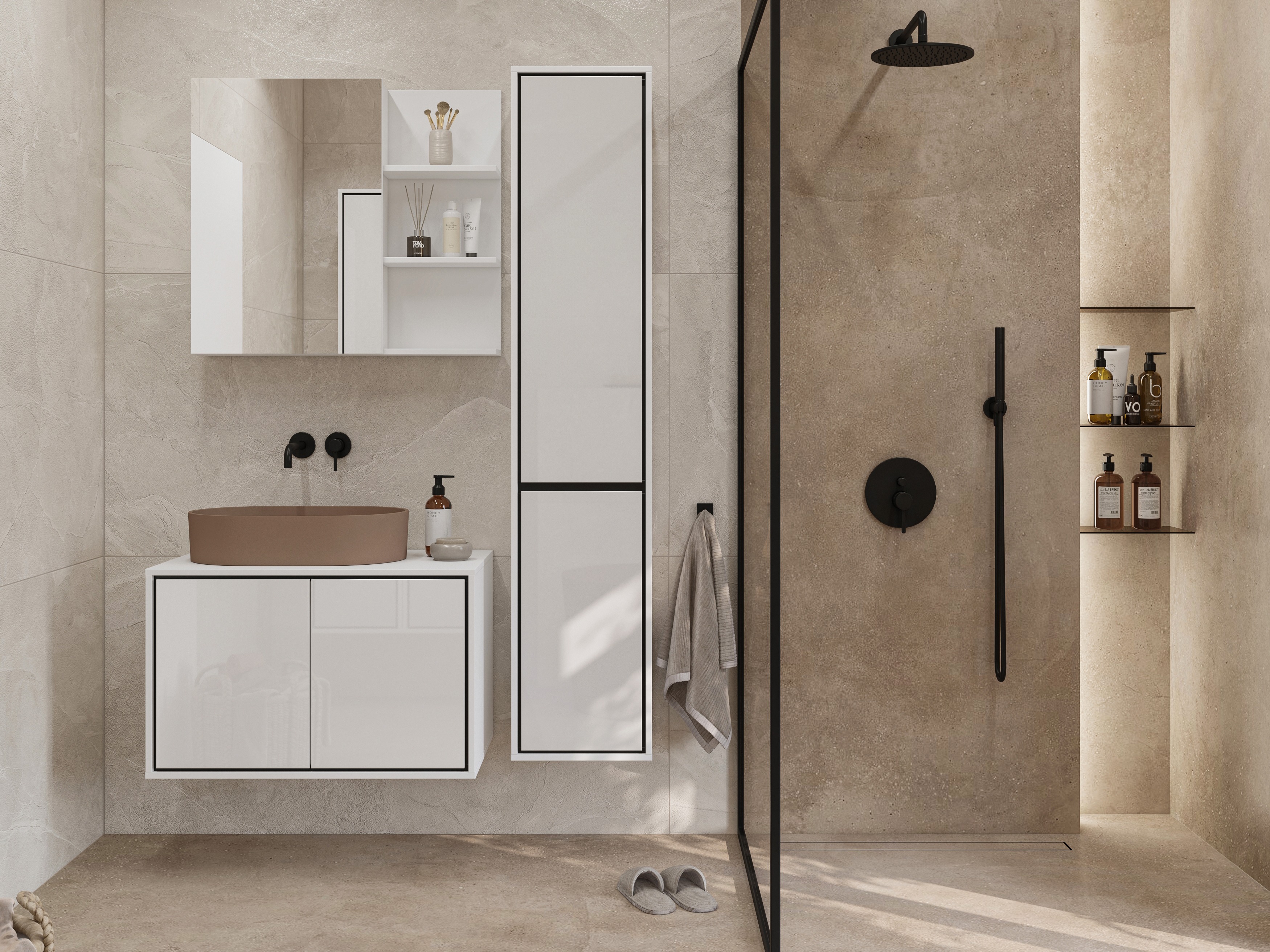 Vannitoakomplekt Tecavu 105 (Läikiv valge + Valge)