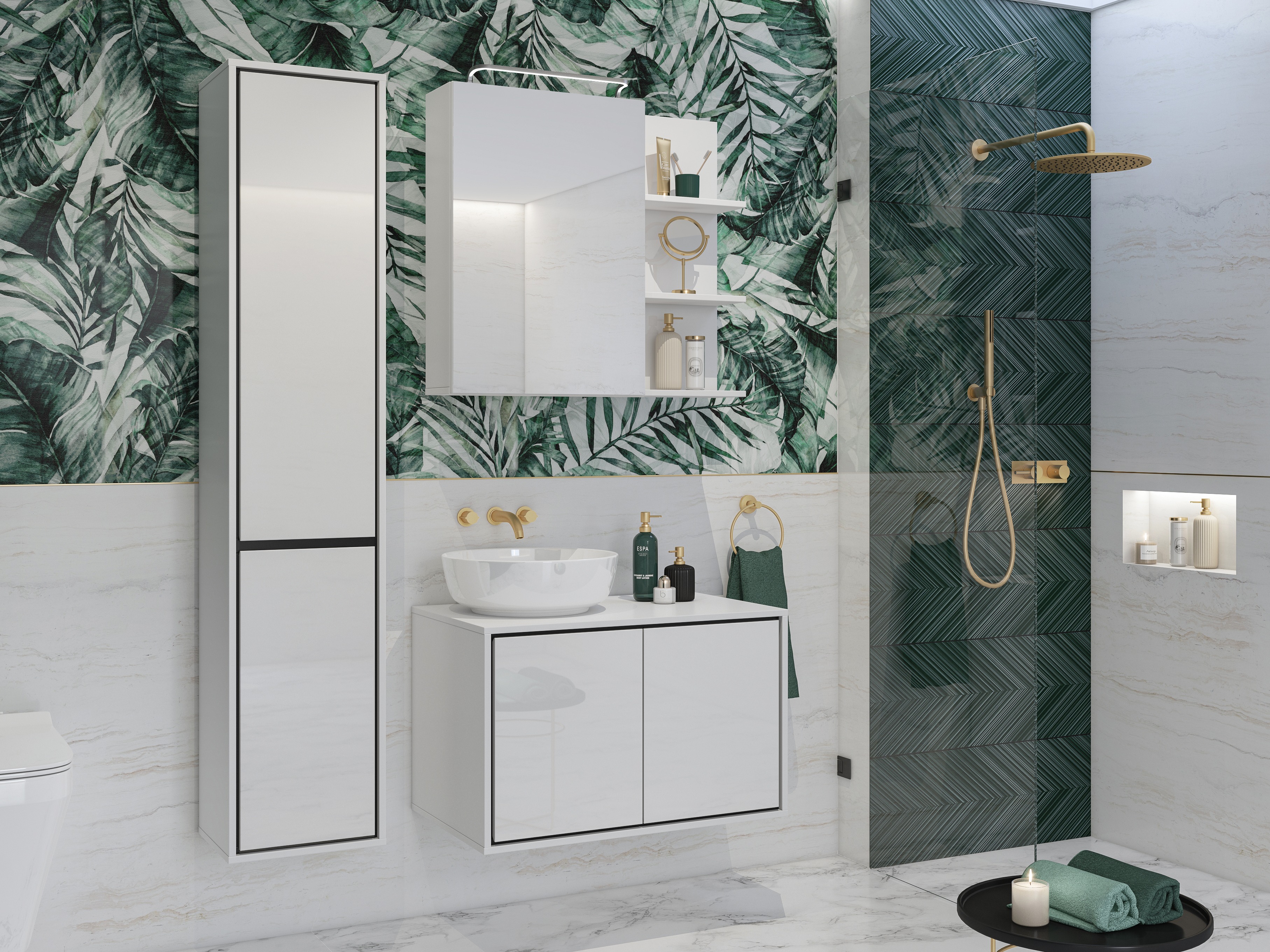 Vannitoakomplekt Tecavu 105 (Läikiv valge + Valge)