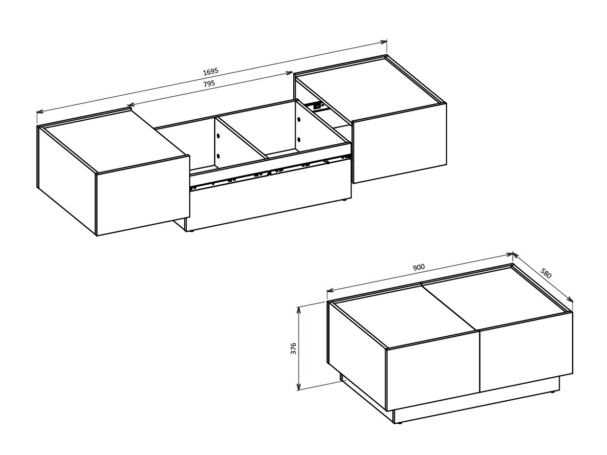 Transformer diivanilaud Austin 380 (Kašmiir + Must)