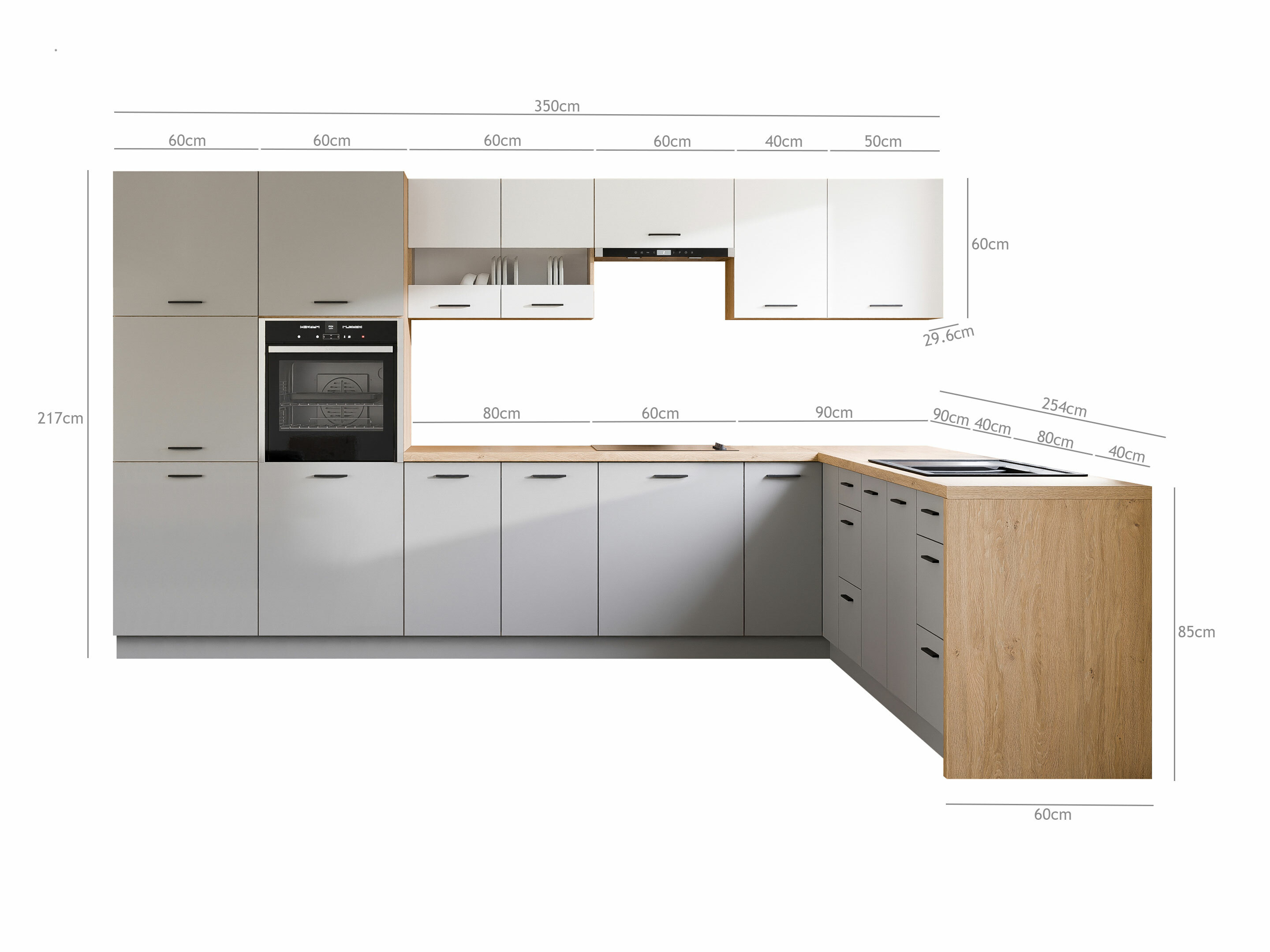 Moodul köögikomplekt Ati White Grey 118