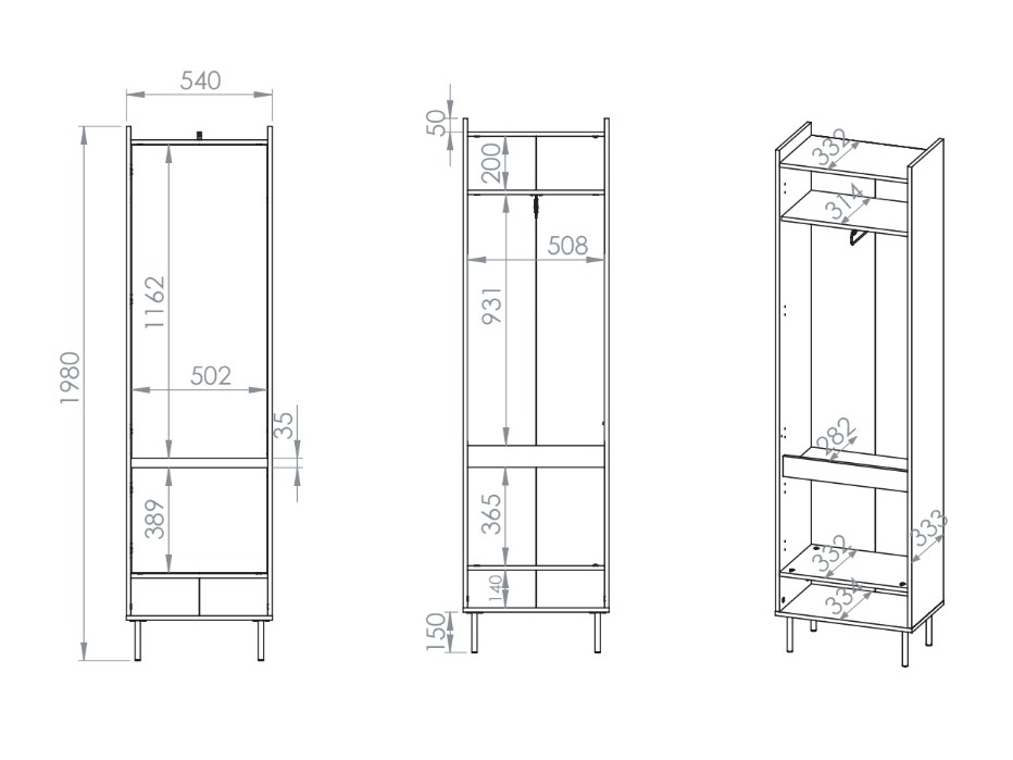 Riidekapp Tivorlo 100