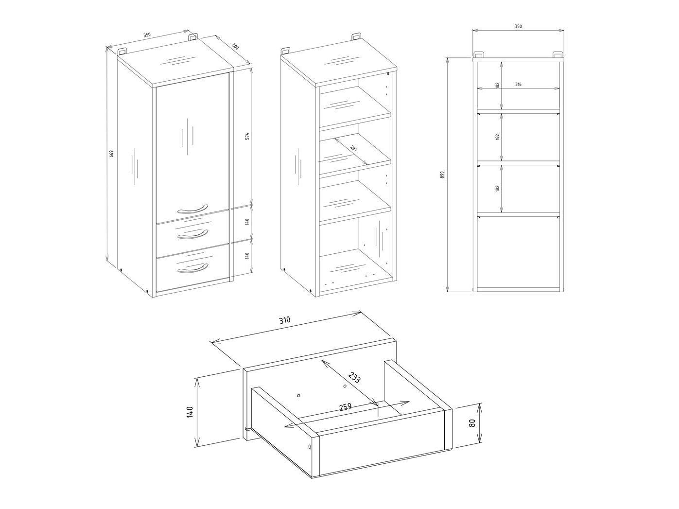 Vannitoa seinakapp Servou 105
