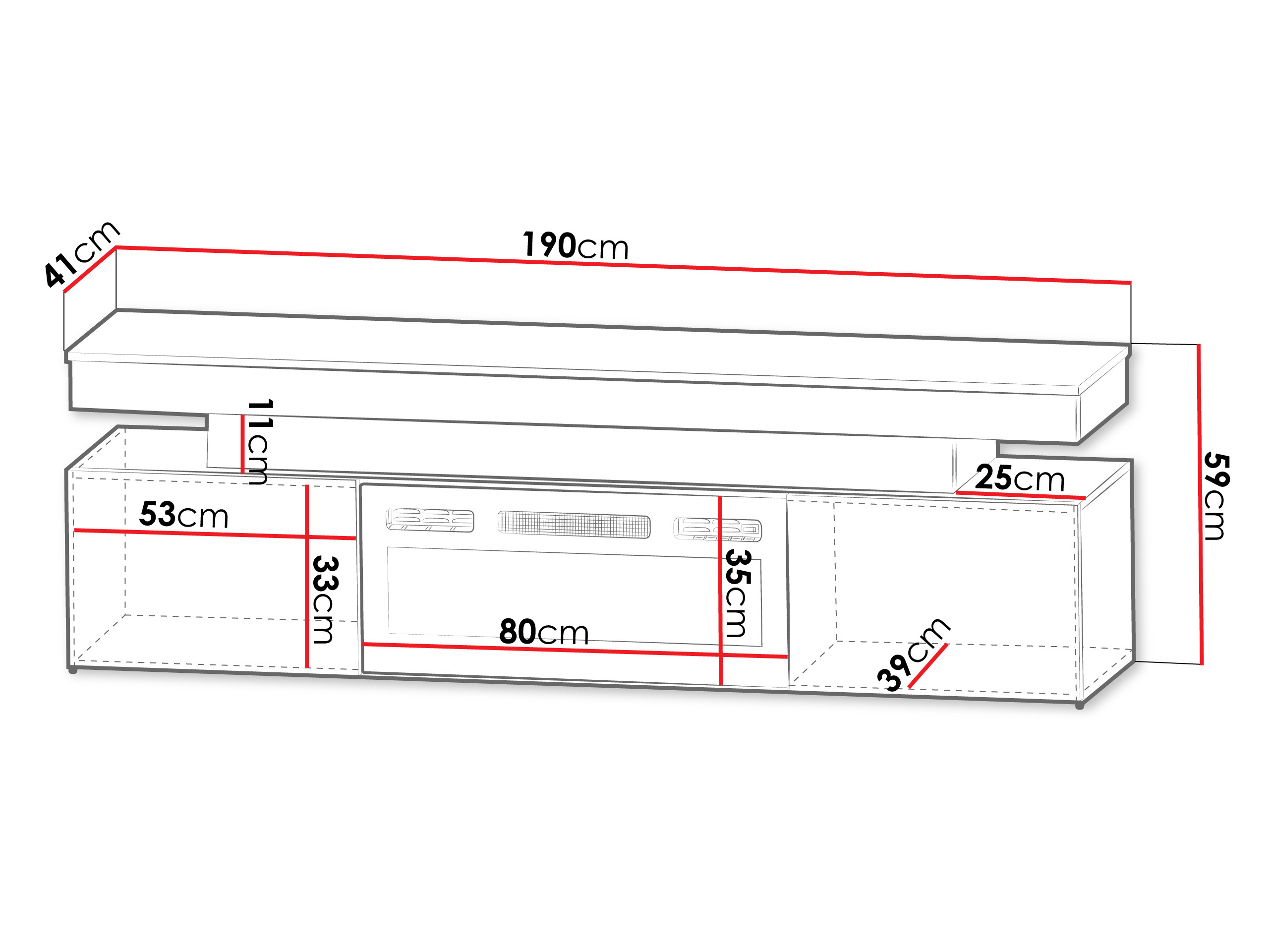 TV-alus Monfero 104 (Must + Läikiv must)