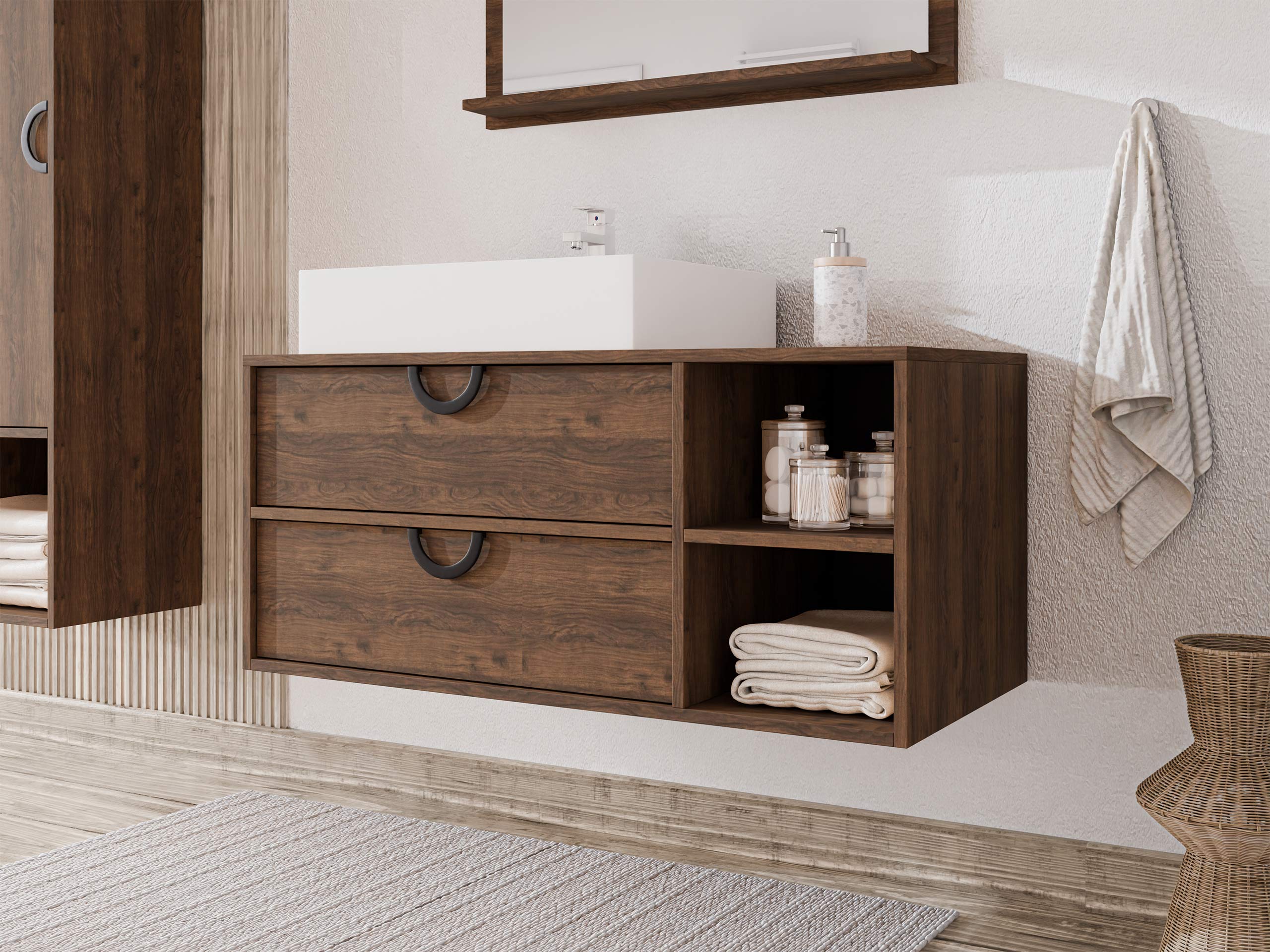 Vannitoa põrandakapp kraanikausile Providence 193 (Pähkel)