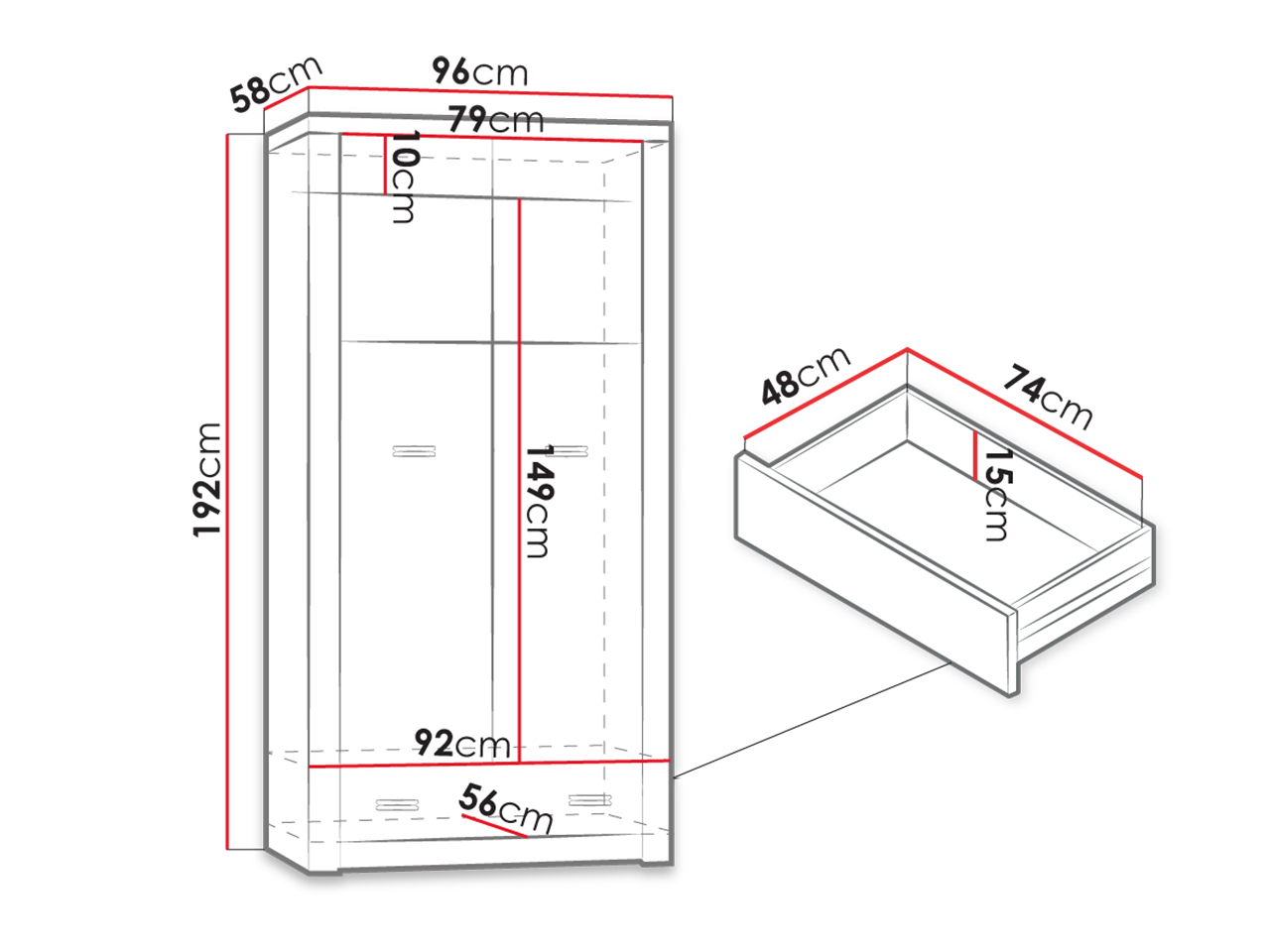 Riidekapp Serfeno 100 (Tume tuhk)