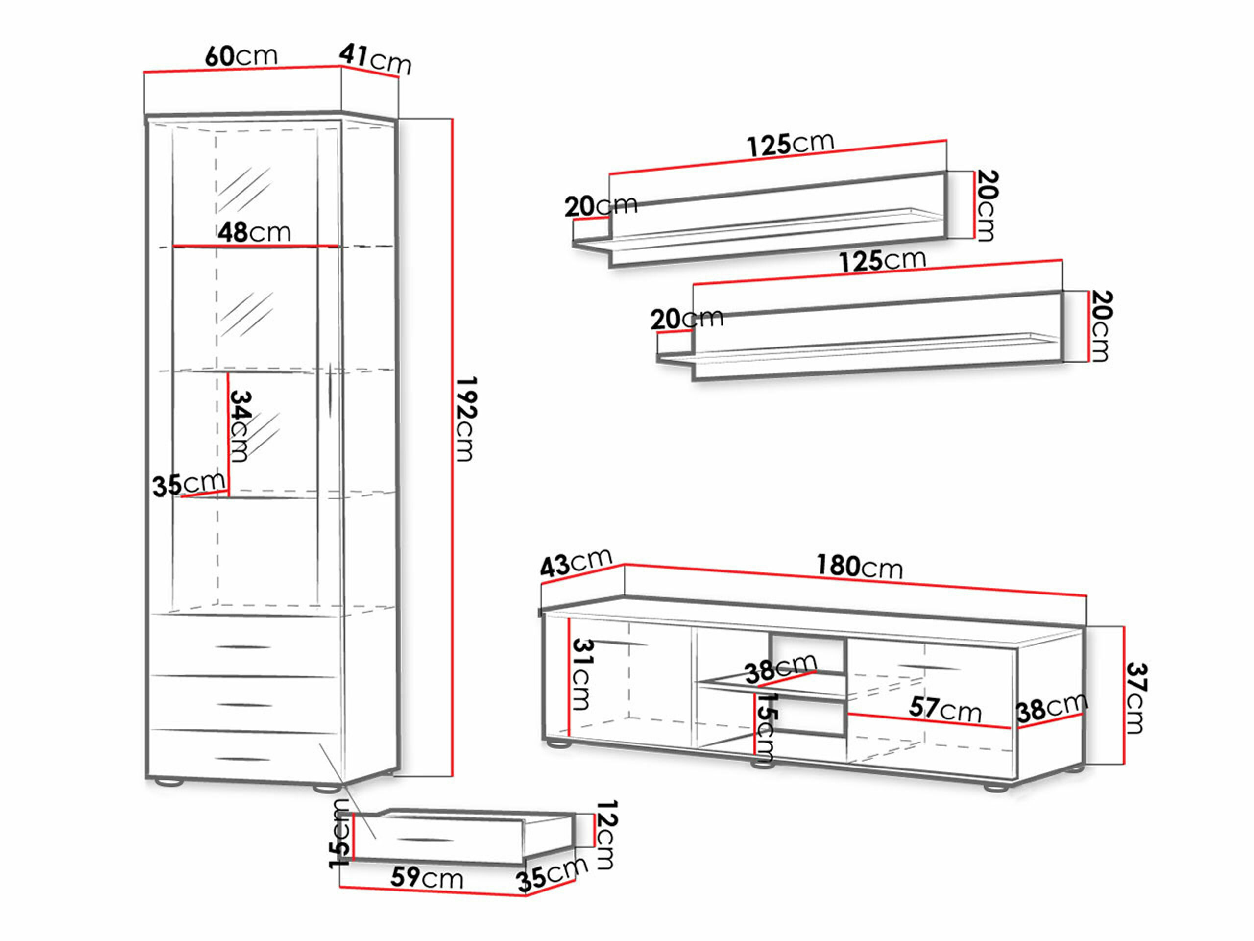 Elutoa komplekt Tornola 107 (Must + Läikiv must)