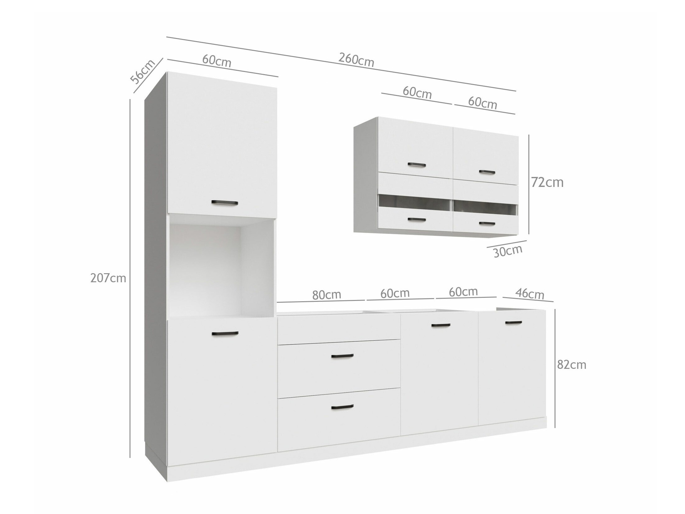 Moodul köögikomplekt Top White 170