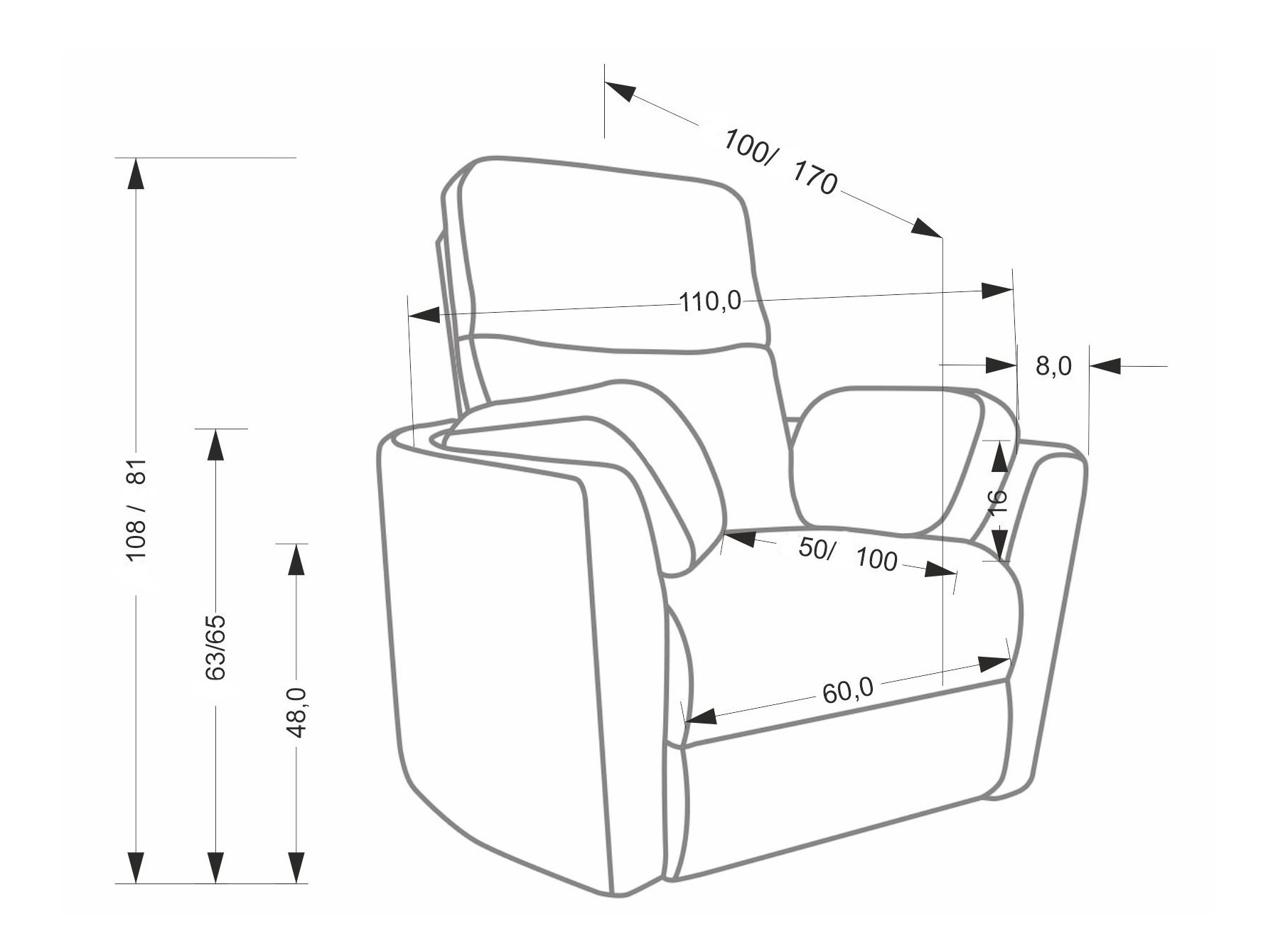 Tugitool recliner Houston 2079 (Kollane)