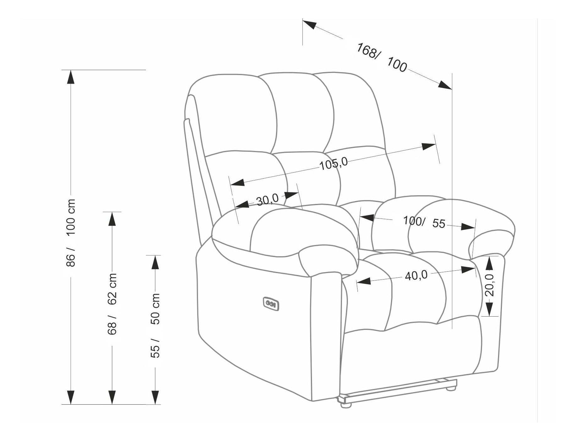 Tugitool recliner Houston 2080 (Hall)