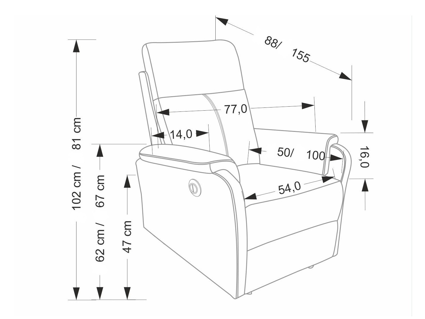 Tugitool recliner Houston 2081 (Hall)