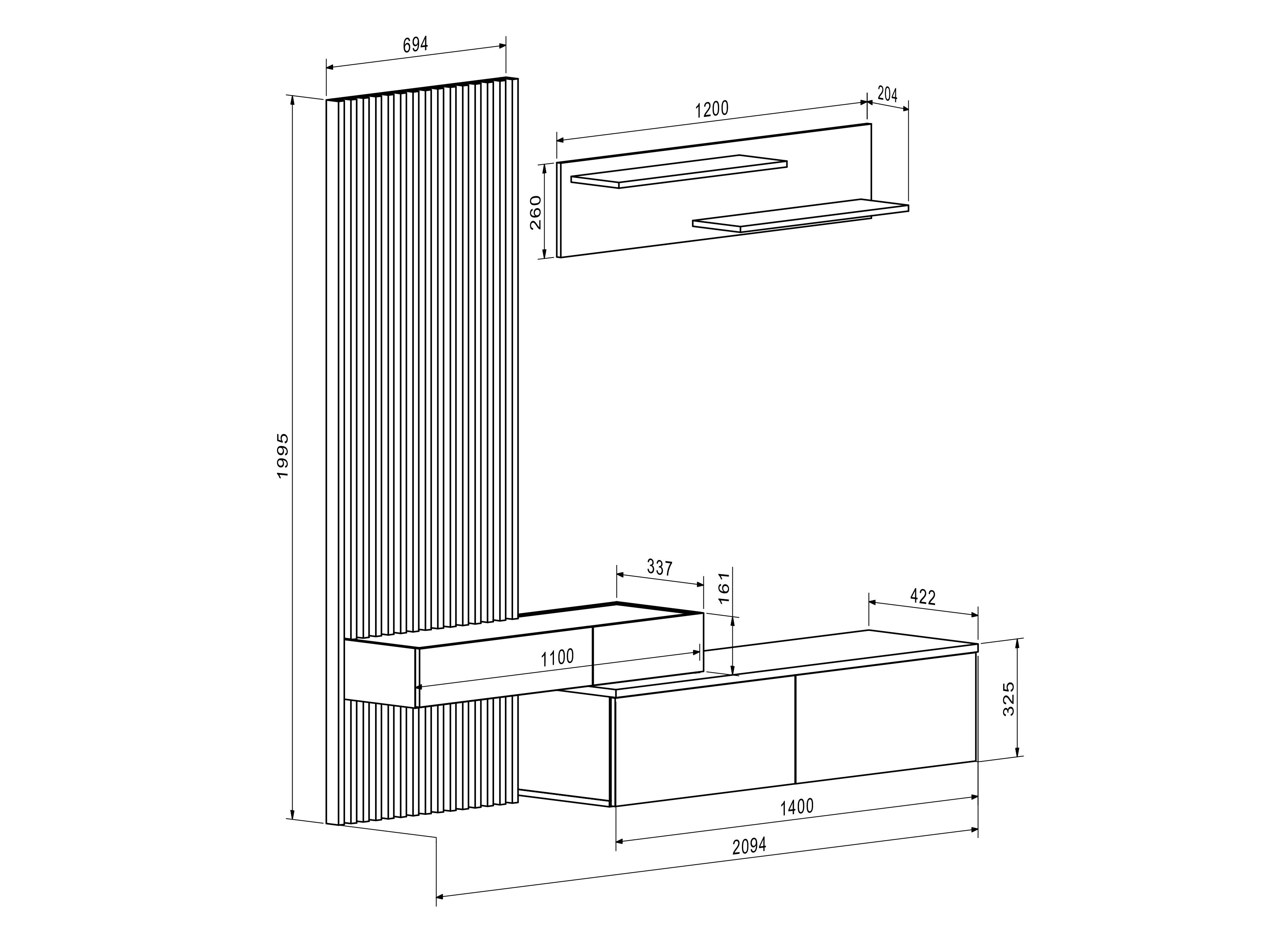 Elutoa komplekt Houston 2086 (Artisan tamm + Kašmiir)