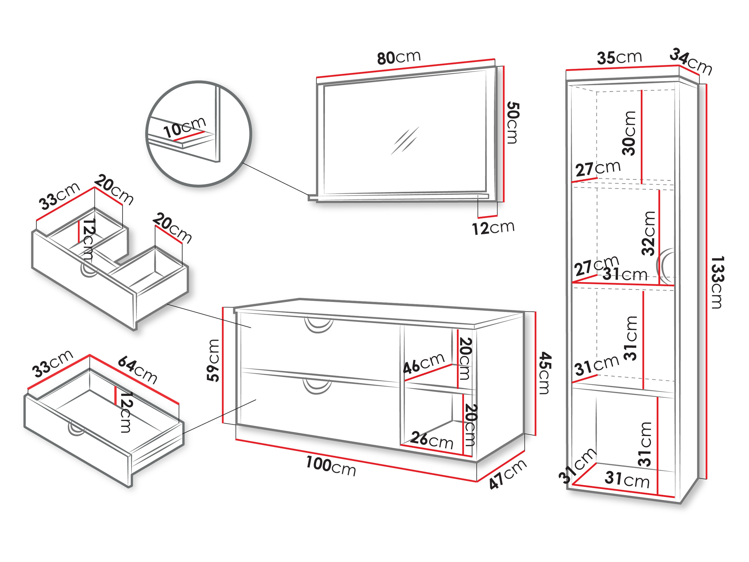 Vannitoakomplekt Providence 196 (Pähkel)