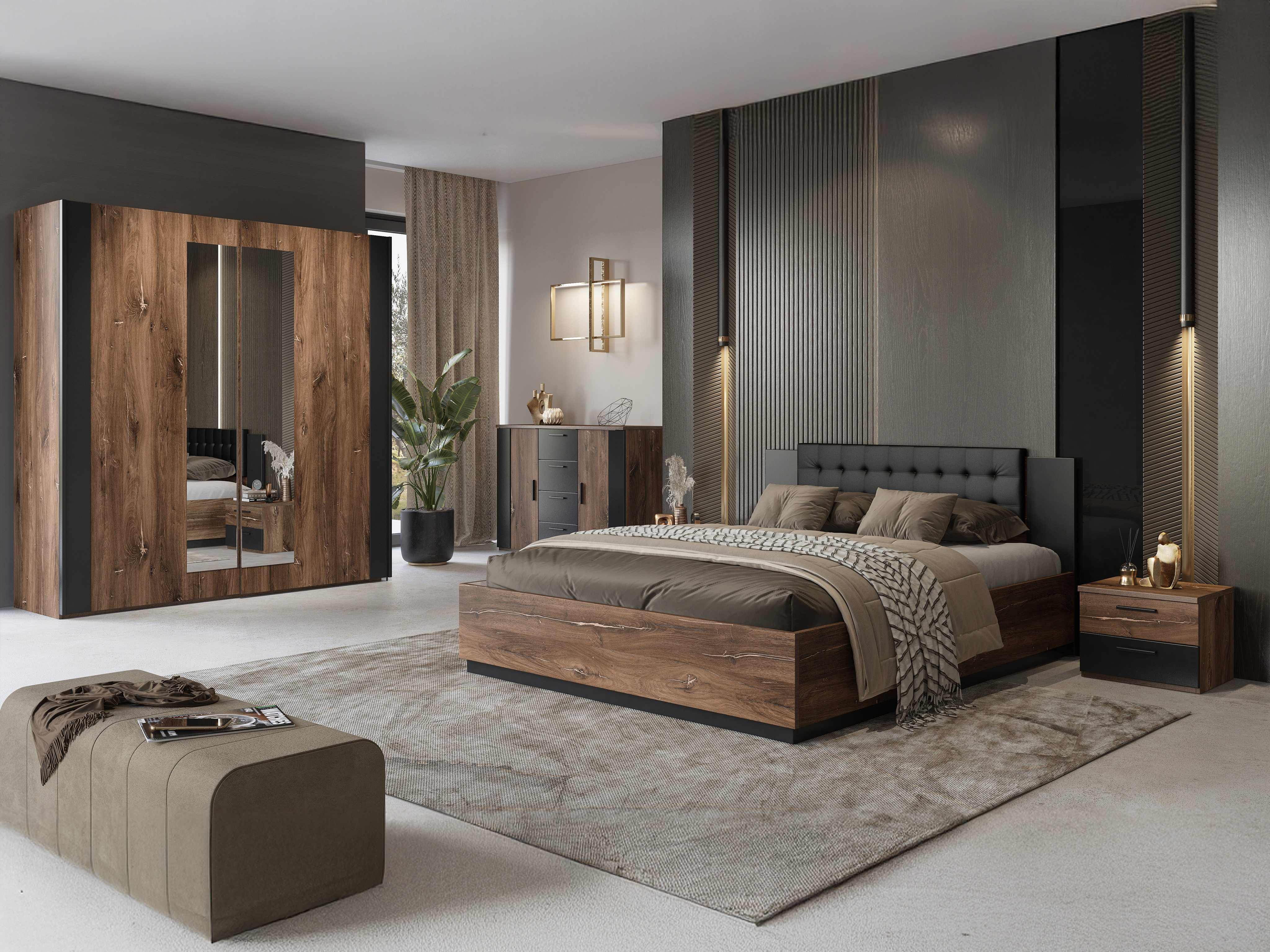 Voodi Felelie 104 (Tume "Flagstaf" tamm + Vask)