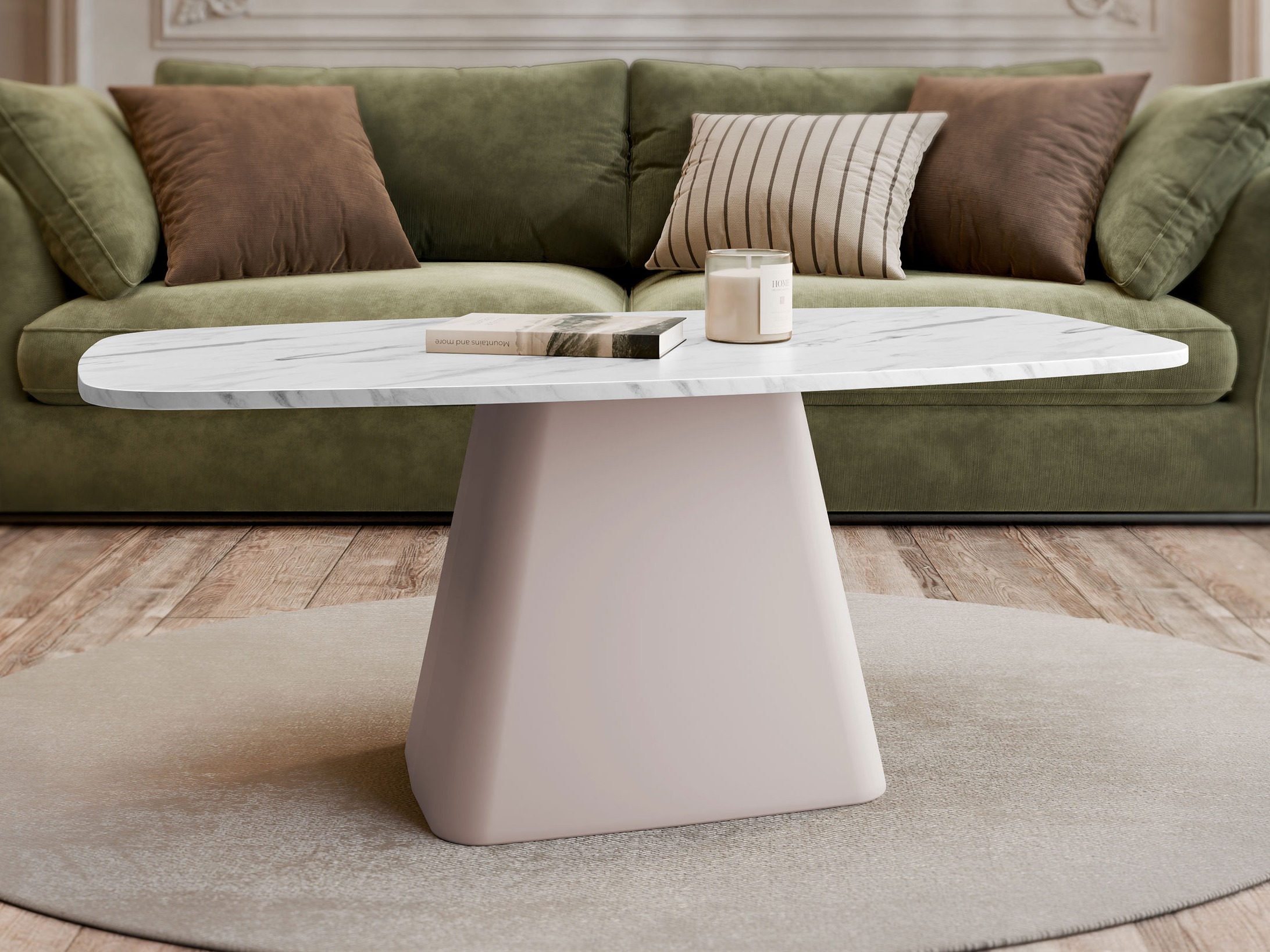 Diivanilaud Oswego 158 (Valge marmor + Kašmiir)