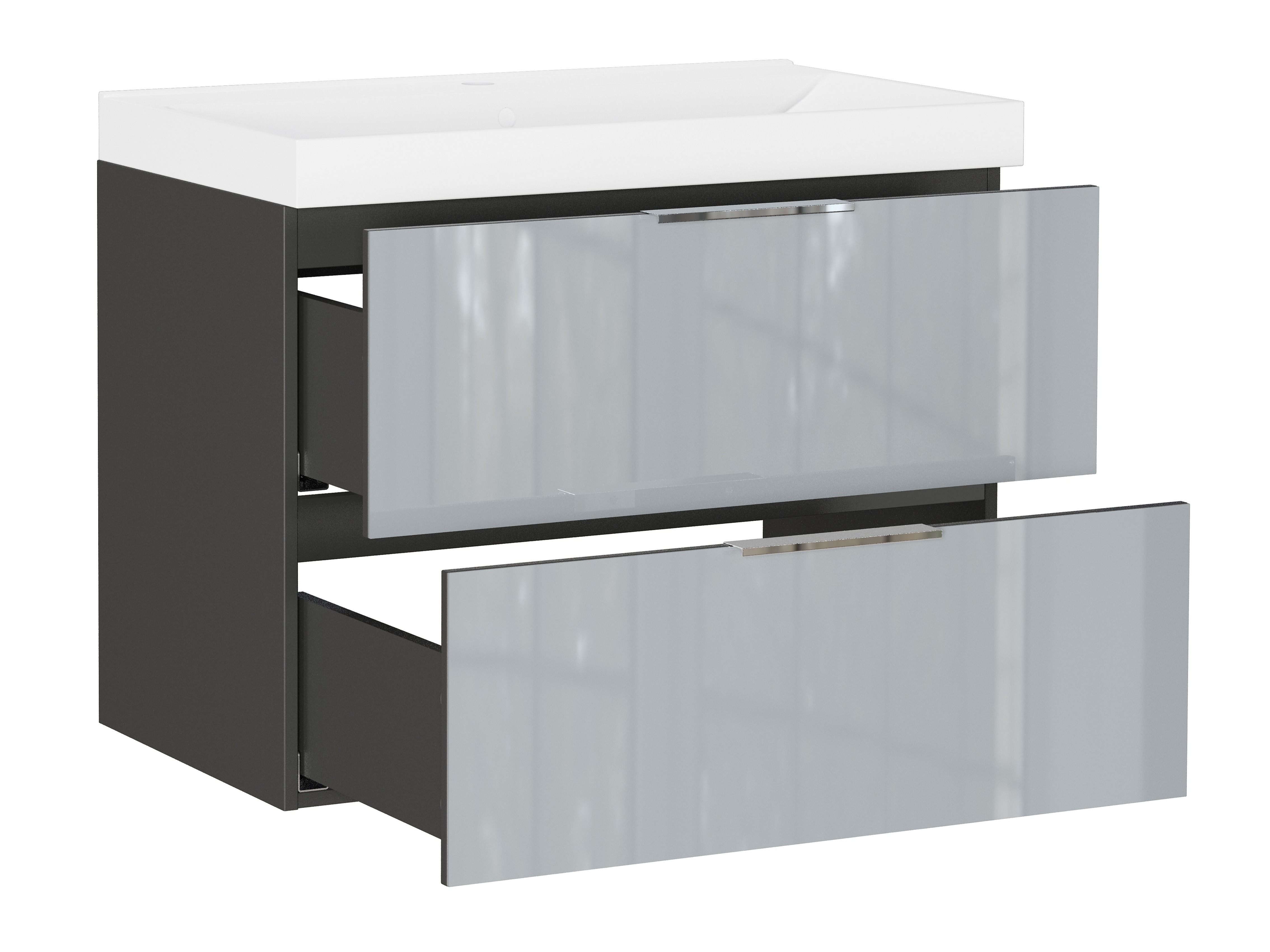 Vannitoa põrandakapp kraanikausile Sacramento 528 (Läikiv hall)