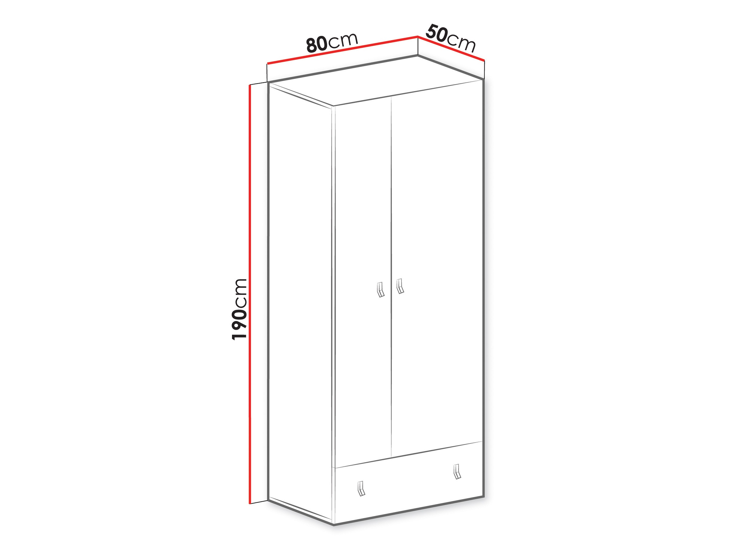 Riidekapp Camteso 101 (Valge + Tamm + Türkiis)