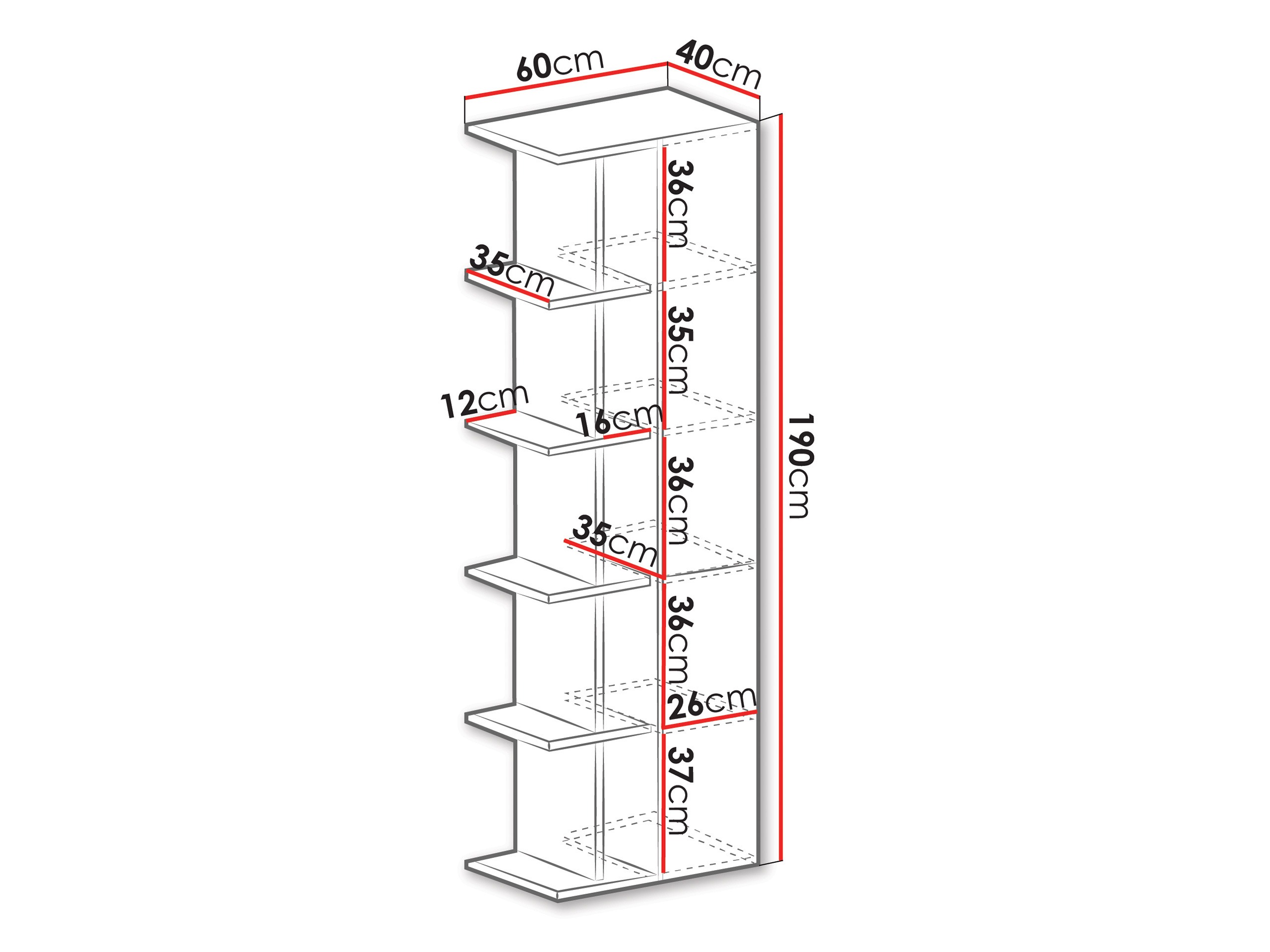 Riiul Camteso 103 (Valge + Tamm + Türkiis)