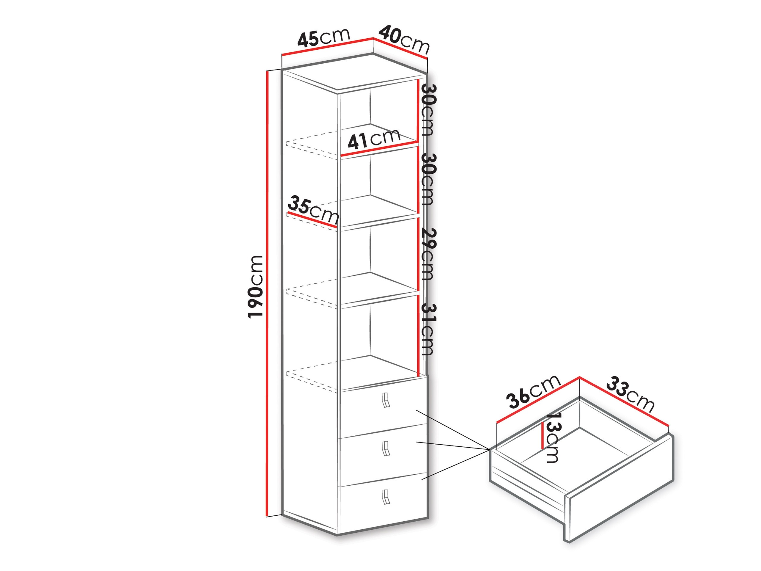 Riiul Camteso 104 (Valge + Tamm + Türkiis)