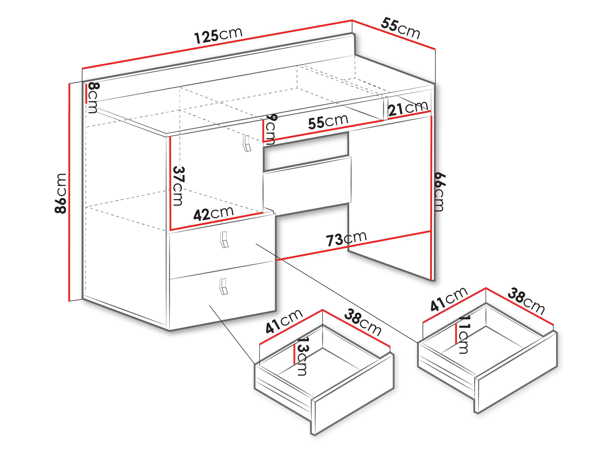 Kirjutuslaud Camteso 107 (Valge + Tamm + Türkiis)
